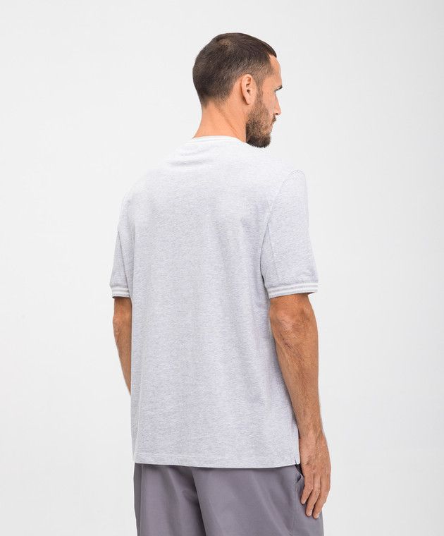 Brunello Cucinelli o1w1db10326 T-Shirt With Embroidered Tenis Logo in Grey Size US XXL / EU 58 / 5 - 4 Thumbnail