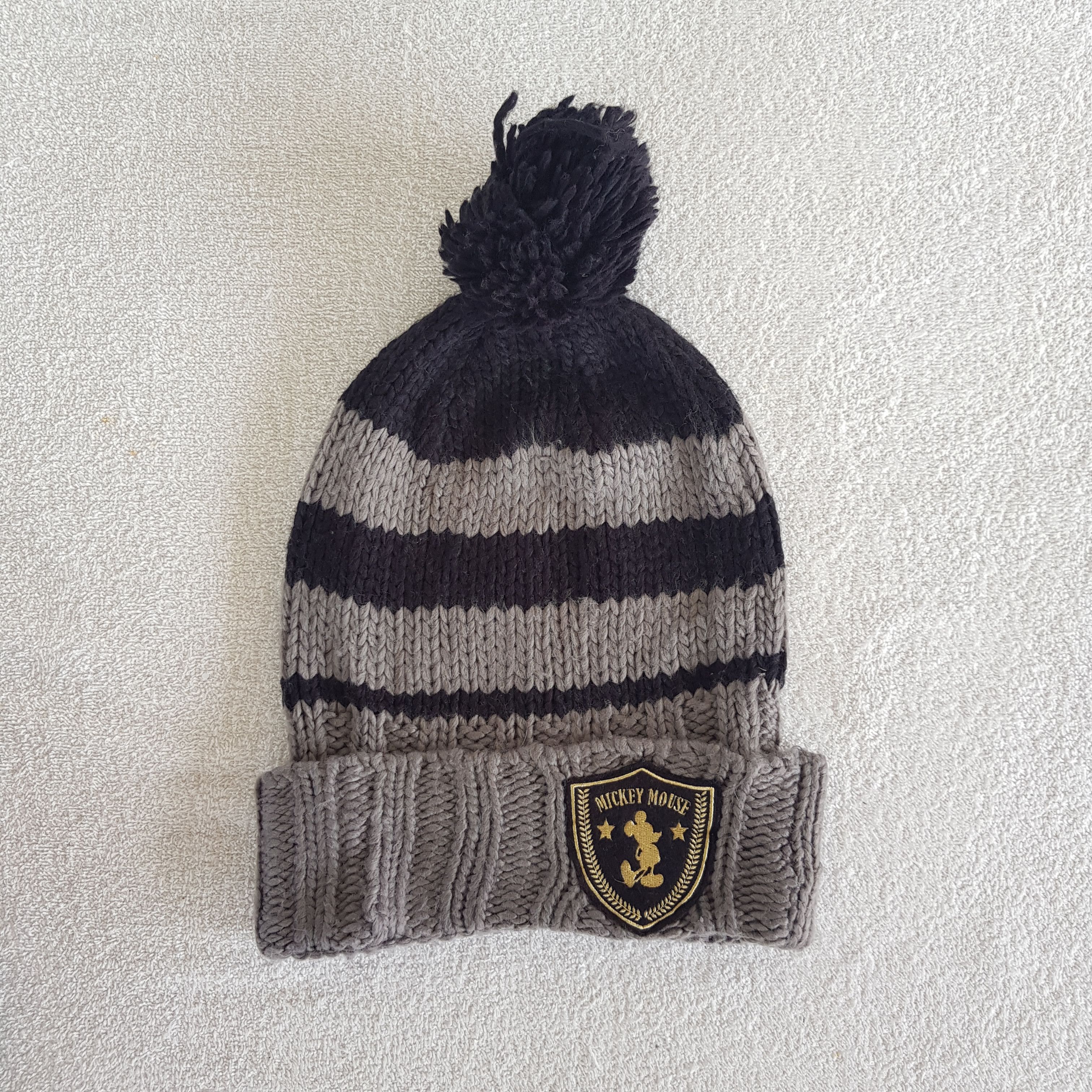 Disney Vintage Mickey Mouse Beanie Ribbed Knit Pom Snow Caps Hats. Size ONE SIZE - 5 Thumbnail