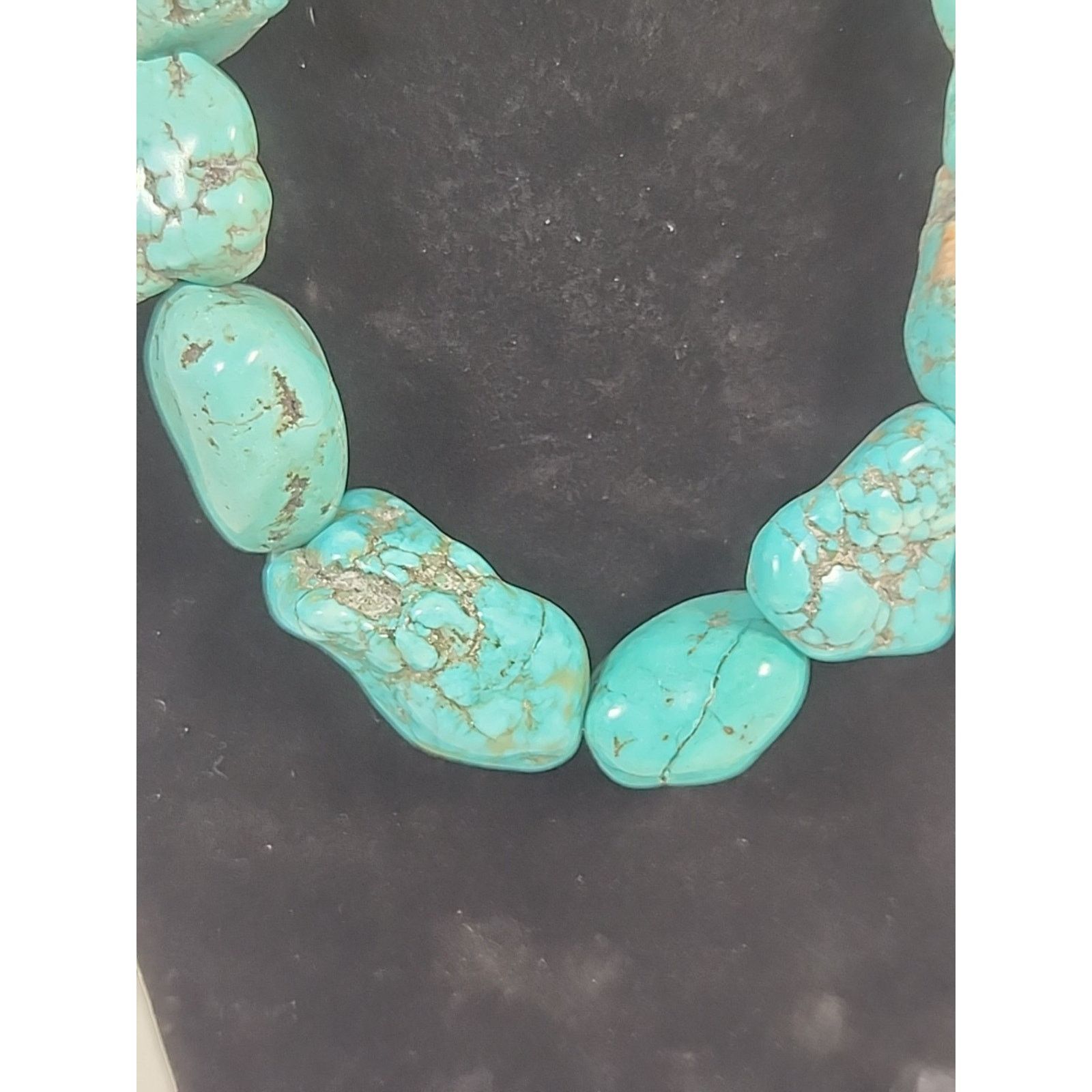 Other Vintage Large Chunky Rough Turquoise Necklace Size ONE SIZE - 2 Thumbnail