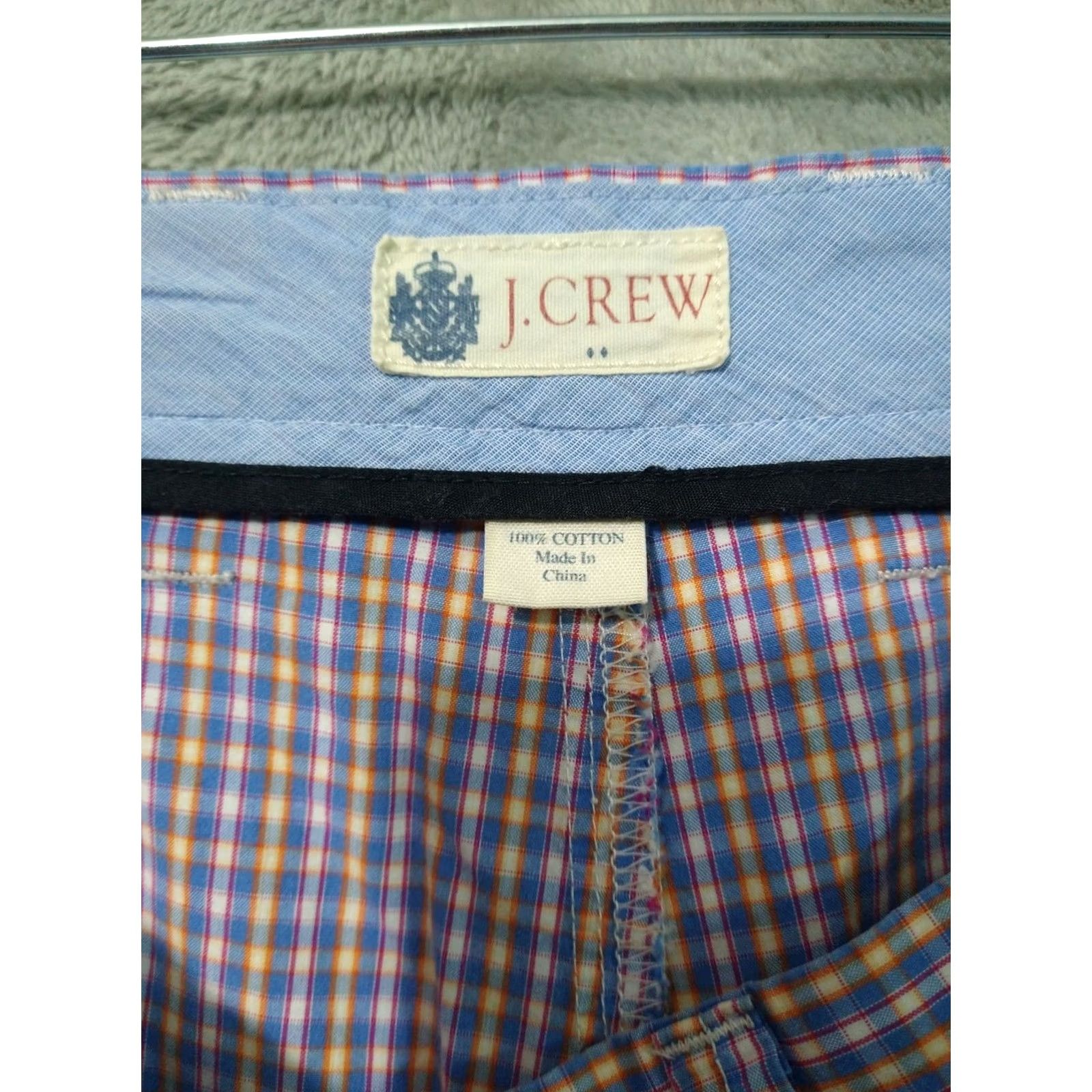 J.Crew J.CREW Shorts Mens 33 x 10 Blue Plaid Rivington Chino Cotton Flat Front Preppy Casual Vintage No Size US 33 - 7 Thumbnail