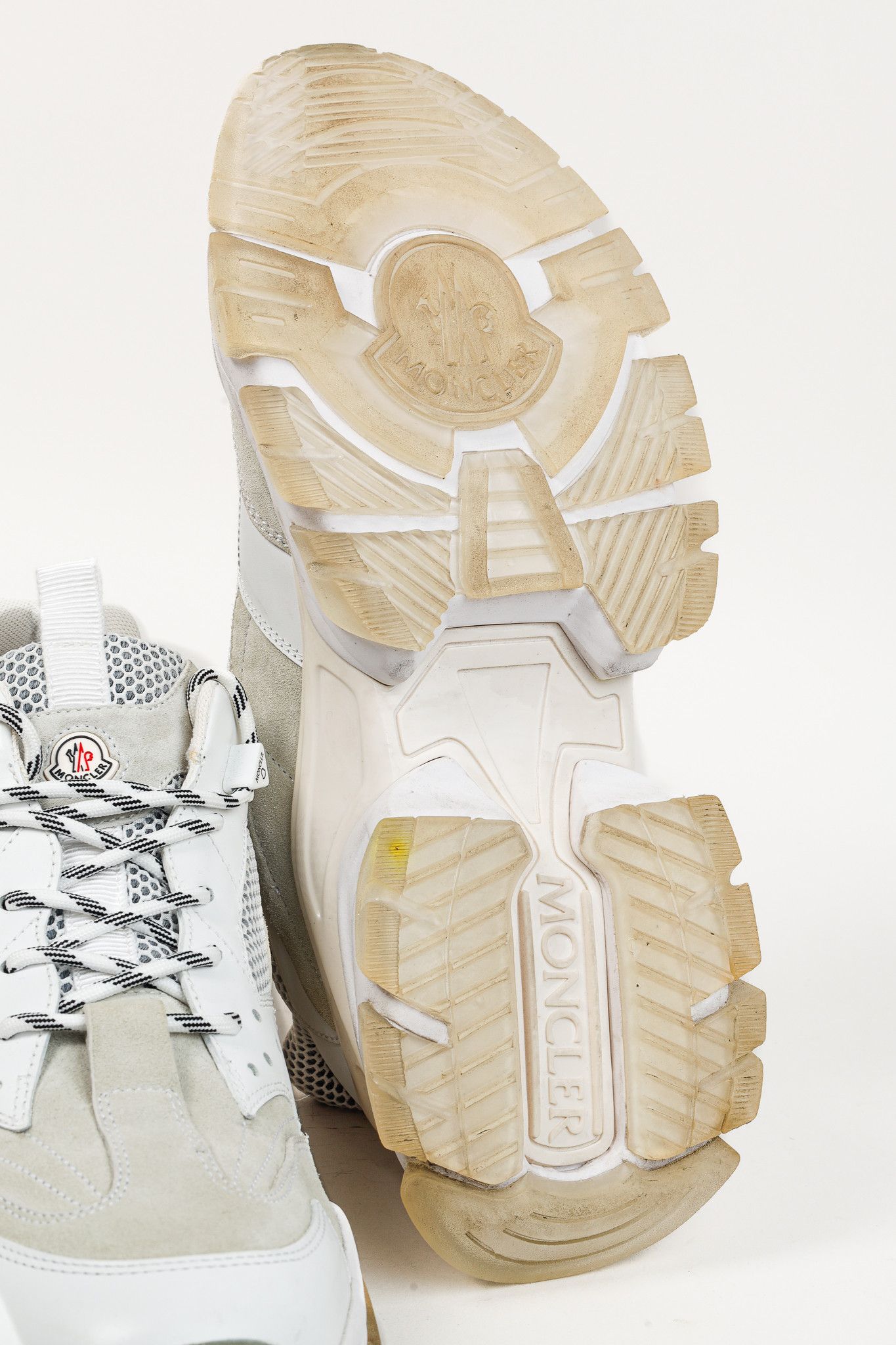 Moncler Moncler Leave No Trace Leather Suede Mesh Sneaker in White Size US 11 / EU 44 - 5 Thumbnail