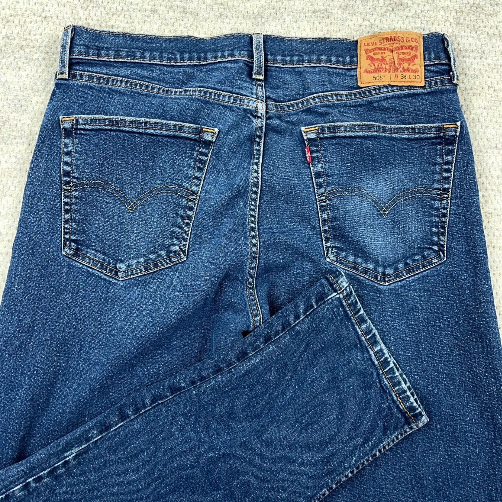 Levi's Levi's 505 Jeans Men 36x30 Straight Regular Dark Wash Denim Blue Classic American 90s Modern Mens Size US 36 / EU 52 - 3 Thumbnail