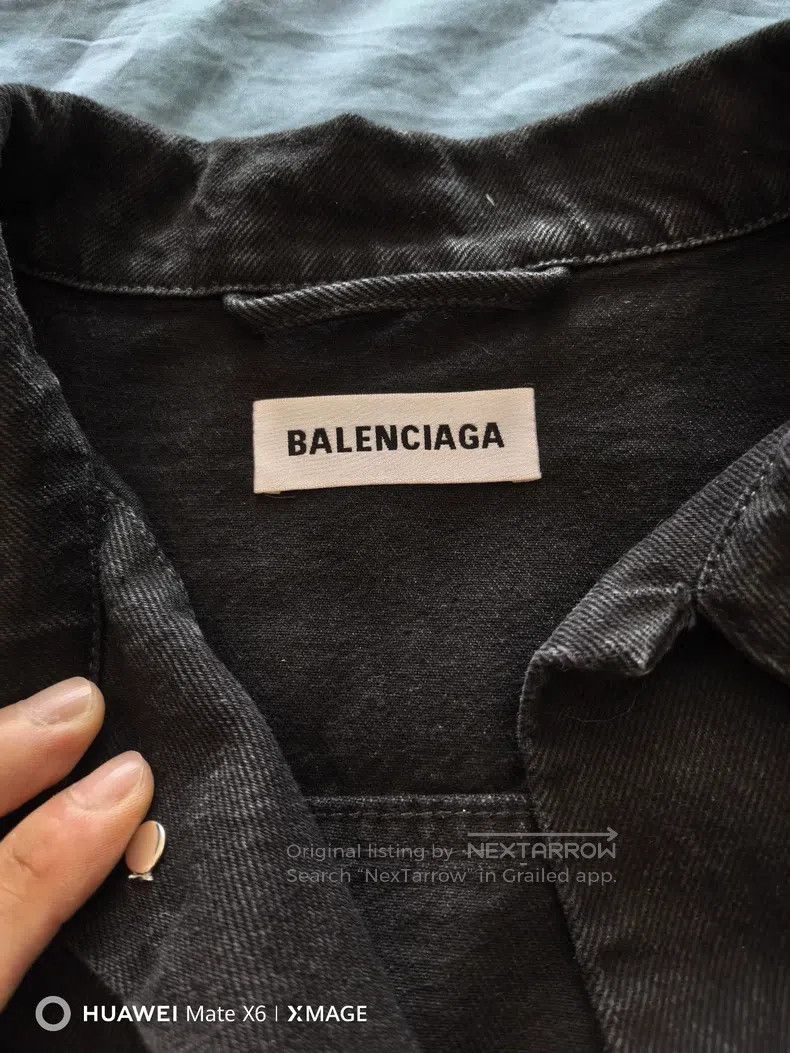 Balenciaga Balenciaga Black Denim Jacket with Crystal Logo on Back Size XS / US 0-2 / IT 36-38 - 3 Thumbnail