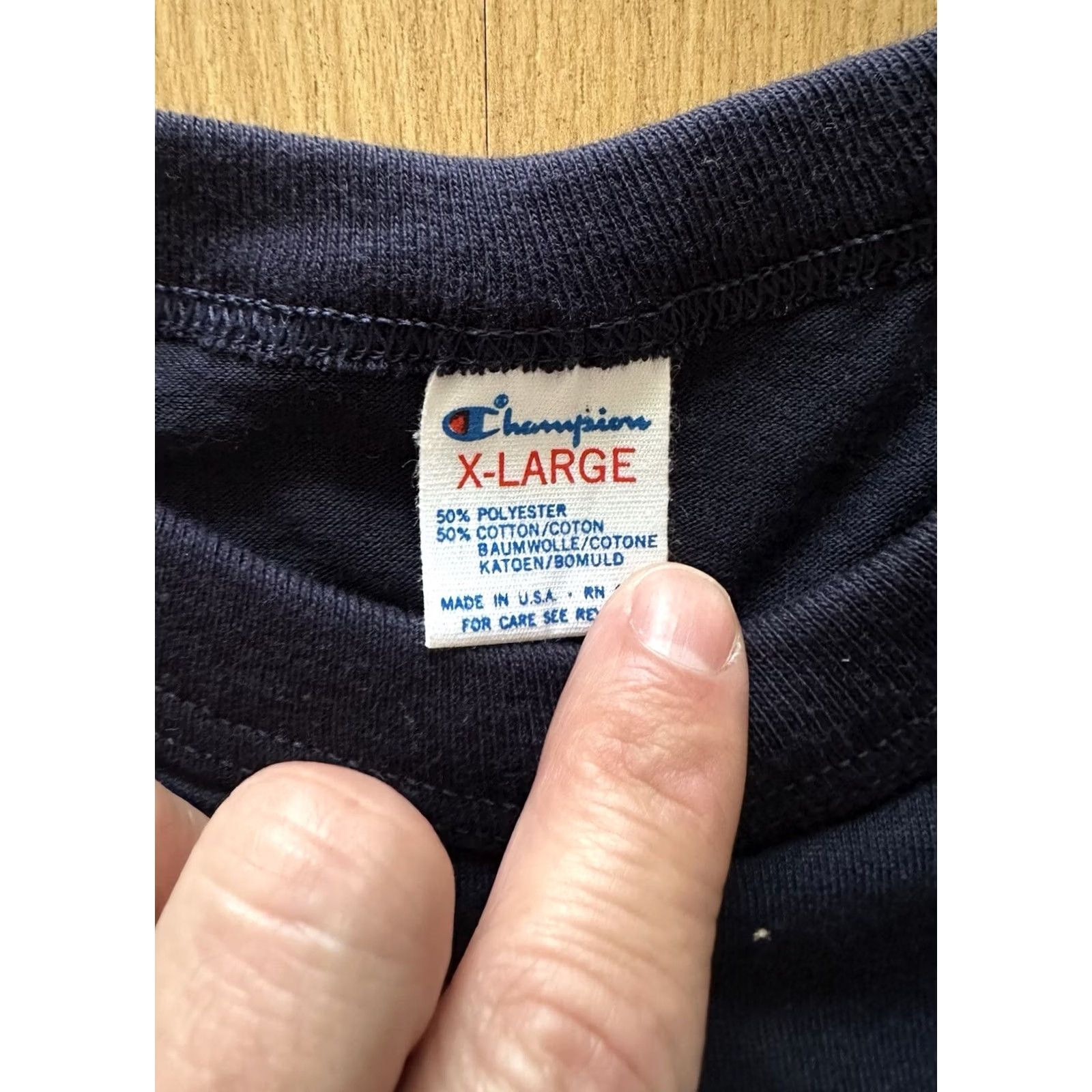 Champion VINTAGE Champion Old Dominion Mens XL Spell Out Short Sleeve T-Shirt Blue Size US XL / EU 56 / 4 - 4 Thumbnail