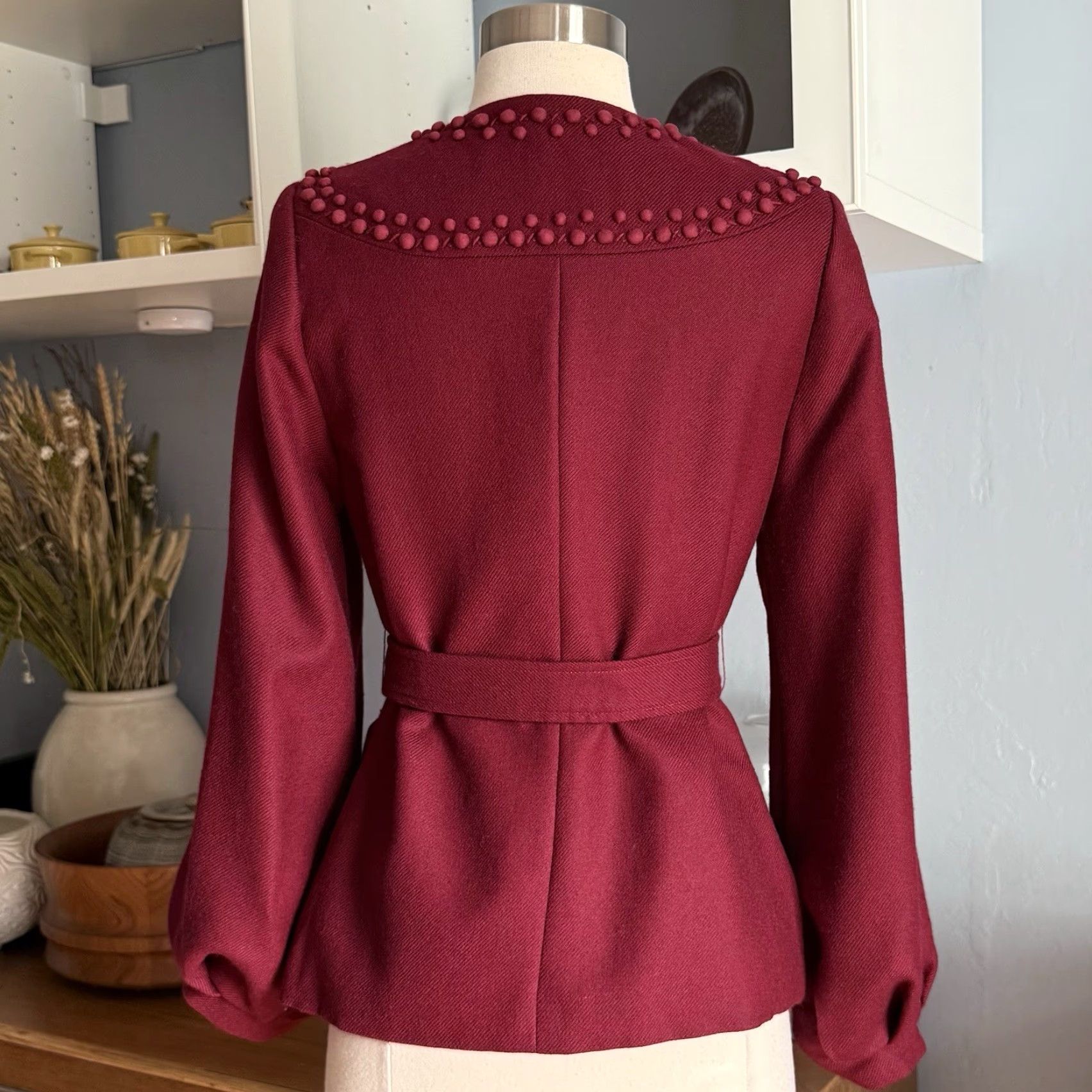 Lela Rose Lela Rose Wool Belted Jacket Blazer Maroon Burgundy Size 4 Size S / US 4 / IT 40 - 5 Thumbnail