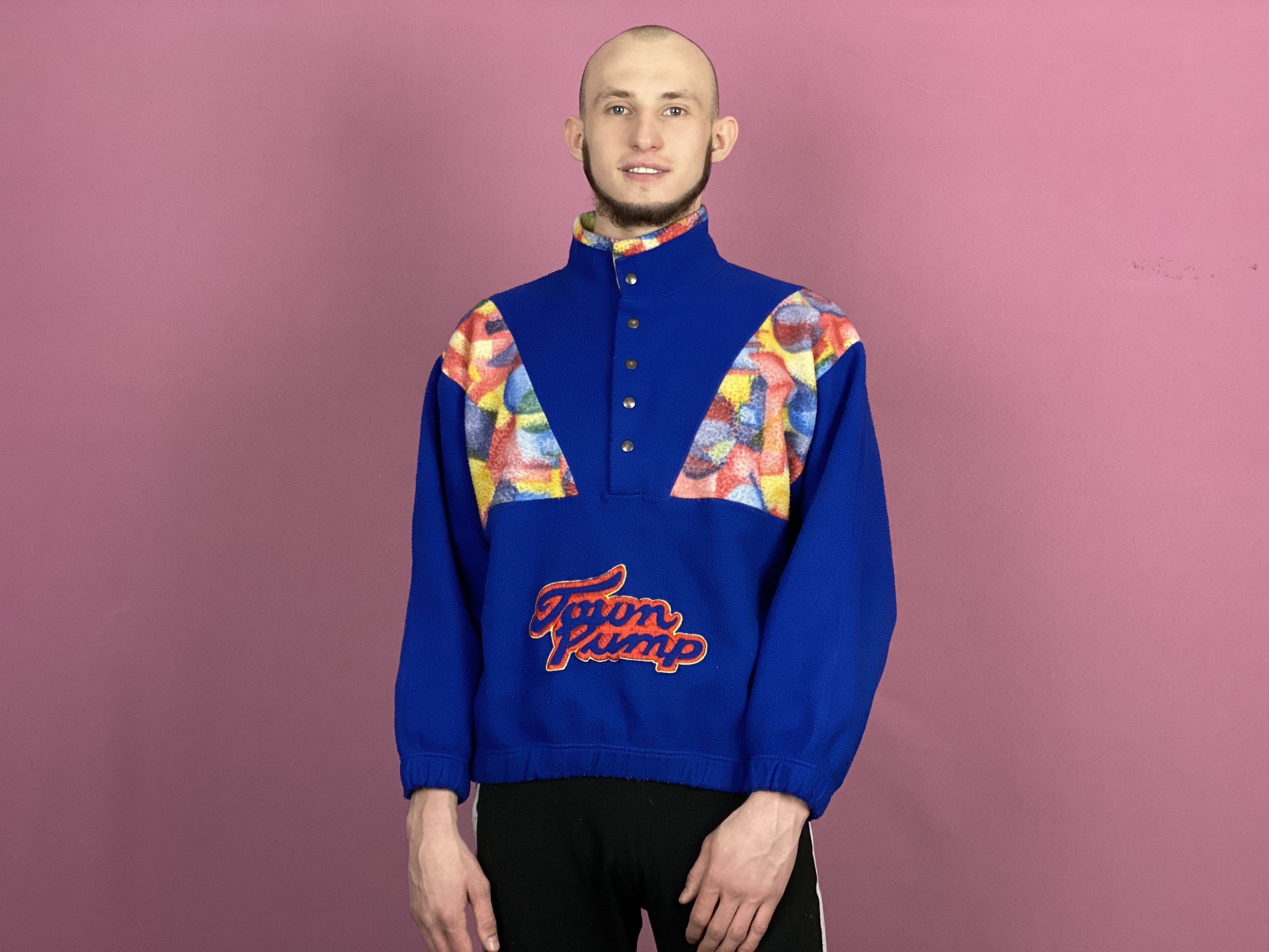 Vintage 90s Vintage Men's Half Snap Neck Fleece - M Size US L / EU 52-54 / 3 - 4 Thumbnail