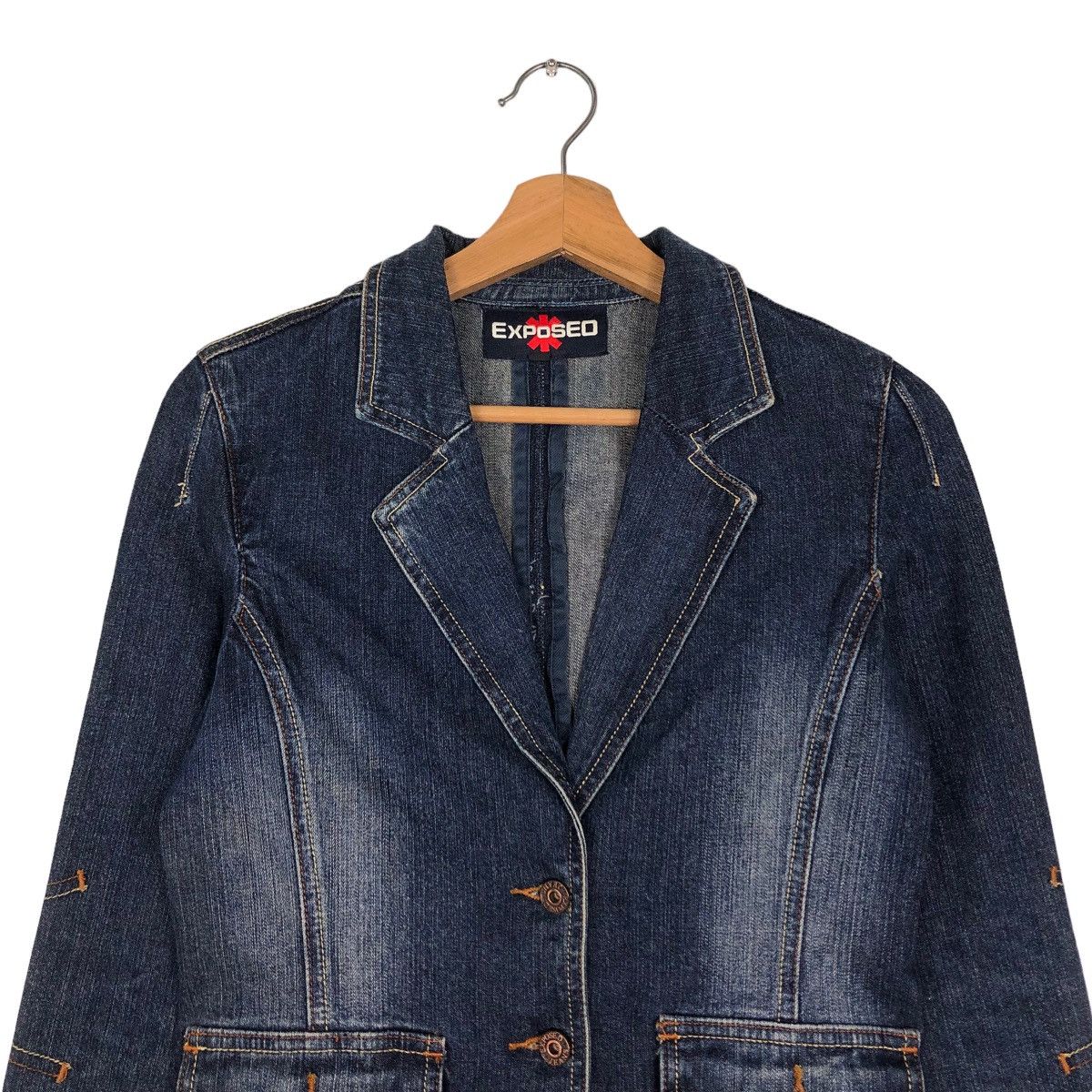 Hysteric Glamour 📌VINTAGE CROPPED BIKER JACKET DENIM EXPOSED JAPAN Size S / US 4 / IT 40 - 4 Thumbnail