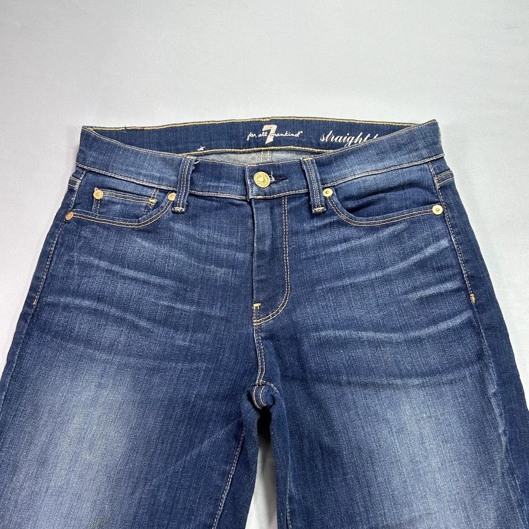 7 For All Mankind 7 For All Mankind Jeans Womens 27 Blue Straight Leg Stretch Denim Classic Fit Size 27" / US 4 / IT 40 - 3 Thumbnail