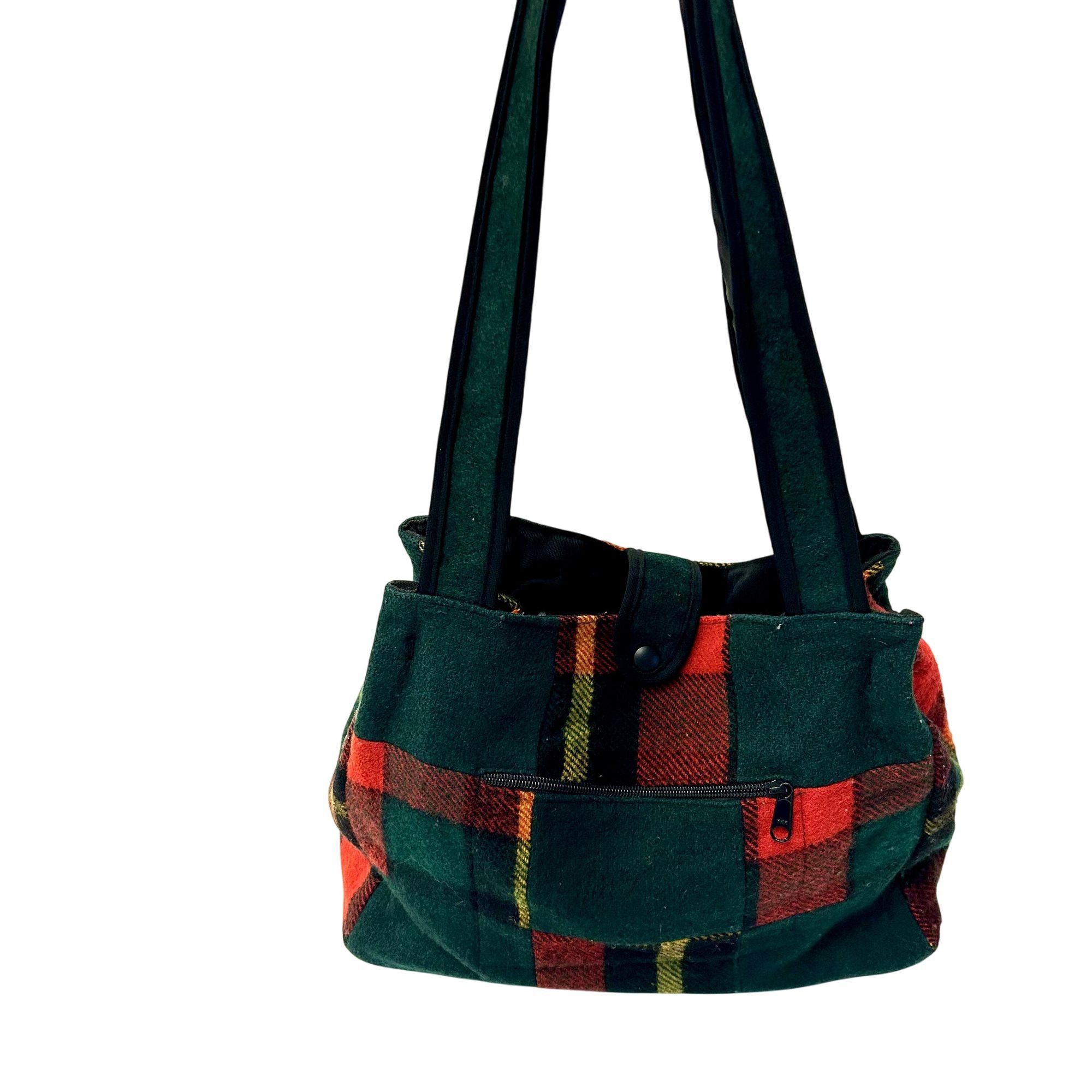 Other Vtg Johnson Woolen Mills Green Red Plaid TARTAN Purse Size ONE SIZE - 2 Thumbnail