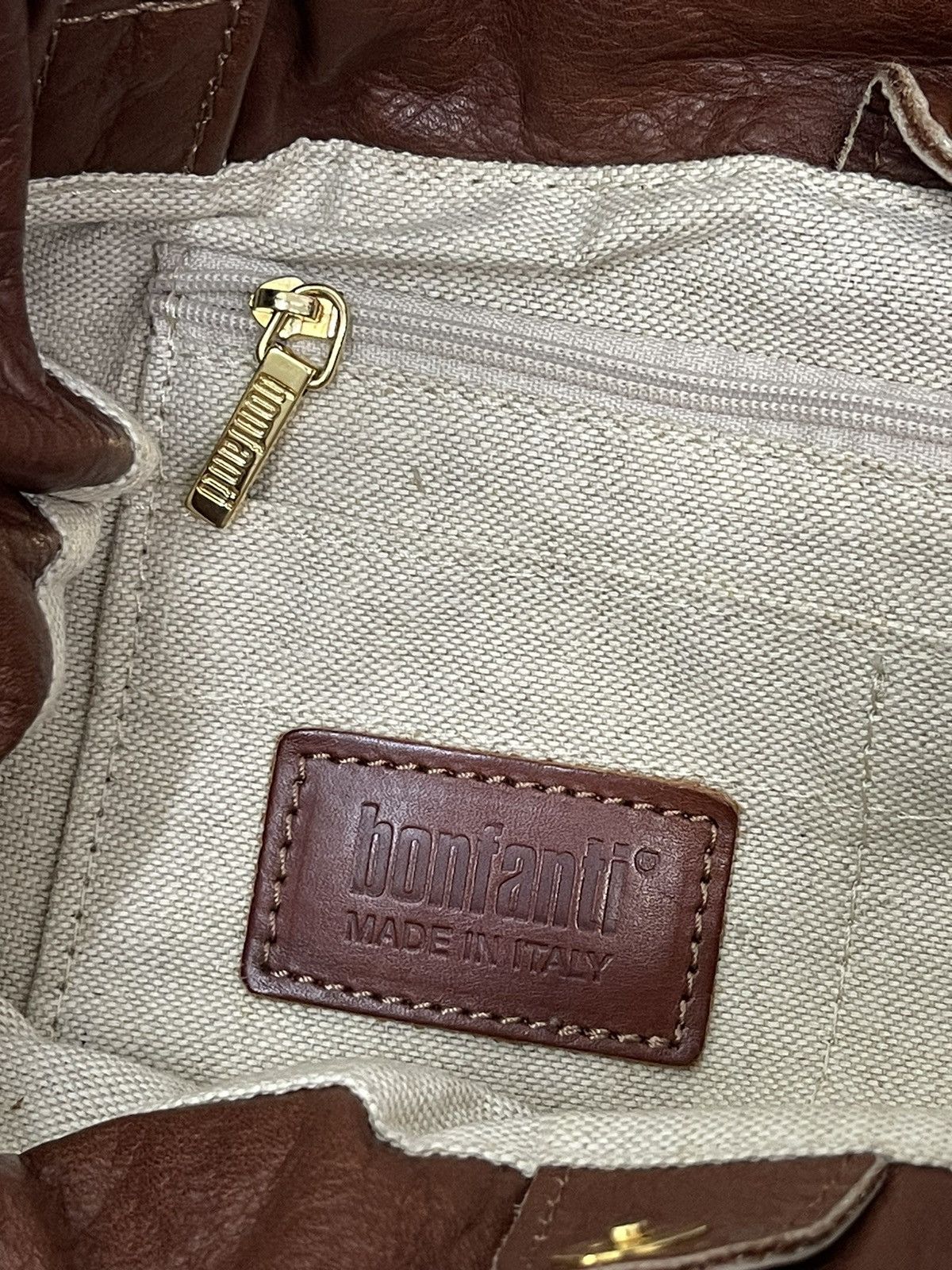 Japanese Brand Leather Cotton Bonfanti Italy Shoulder Bag 4🟩 Size ONE SIZE - 15 Thumbnail