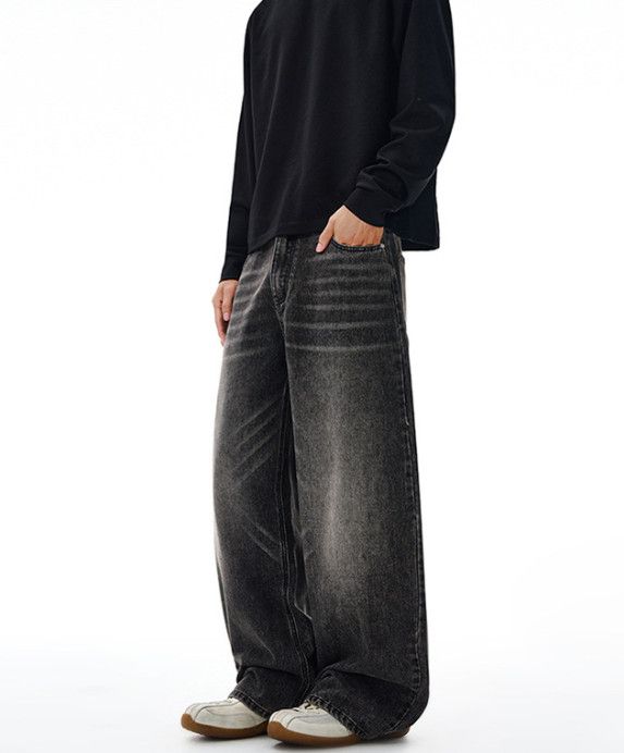 Japanese Brand Men's Washed Cleanfit Loose-fit Distressed Curved Jeans Size US 32 / EU 48 - 2 Thumbnail