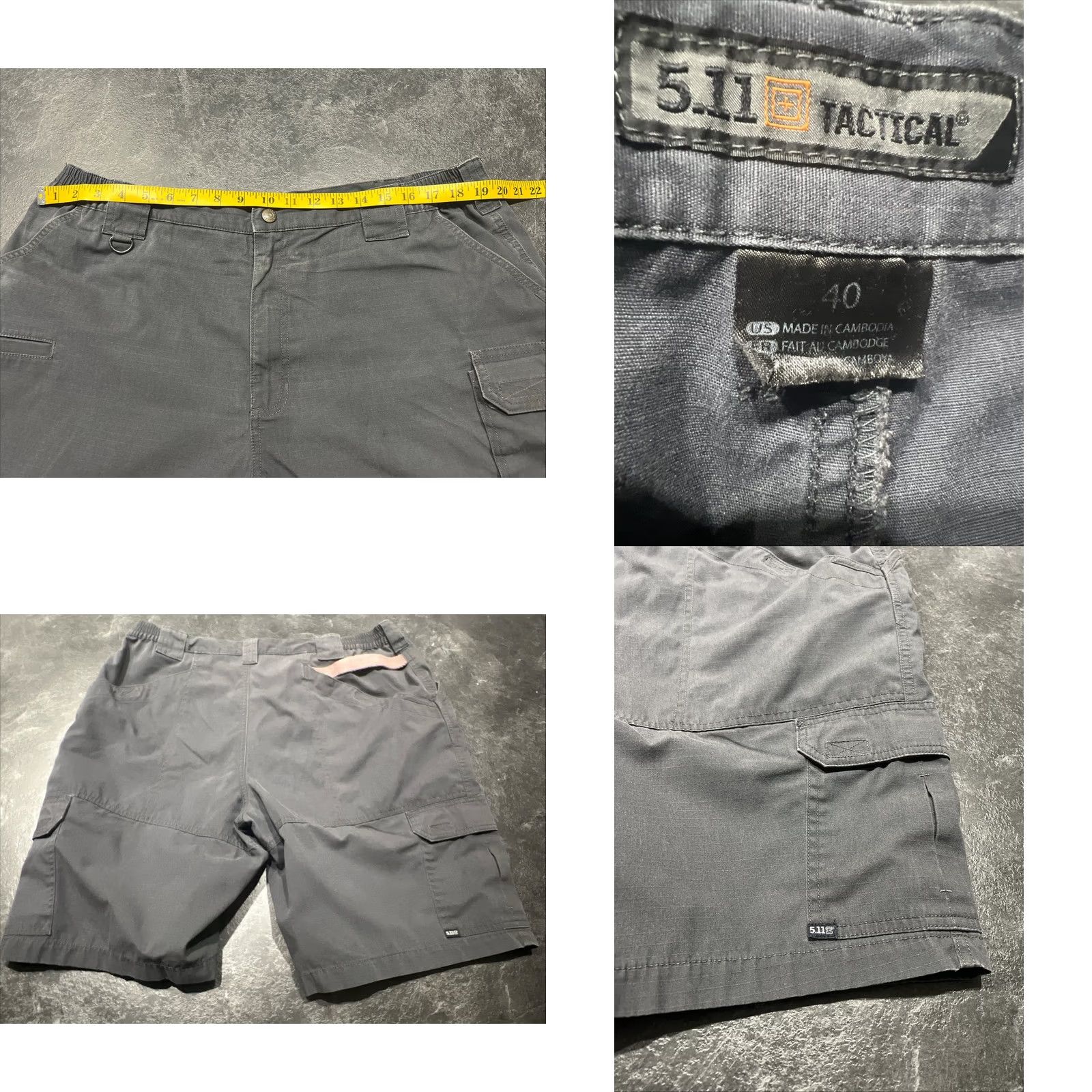 Vintage 5.11 Tactical Men's Ripstop Gray Shorts Size 40 Cargo Regular Low Rise 10 in Inseam Front Zip Belt Loops Vietnam Mens Size US 40 / EU 56 - 8 Thumbnail