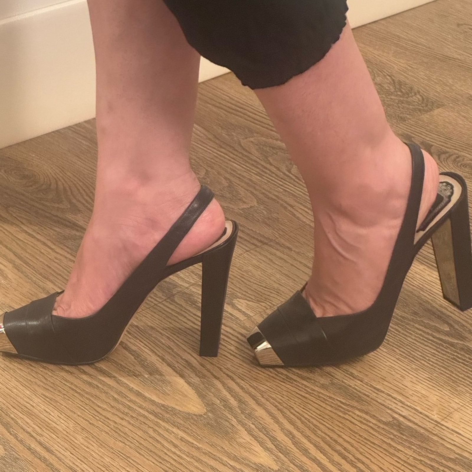 Dior Dior Heel SLINGBACK Black Leather Silver Toe Cap Pumps S 8.5 Size US 8.5 / IT 38.5 - 9 Thumbnail