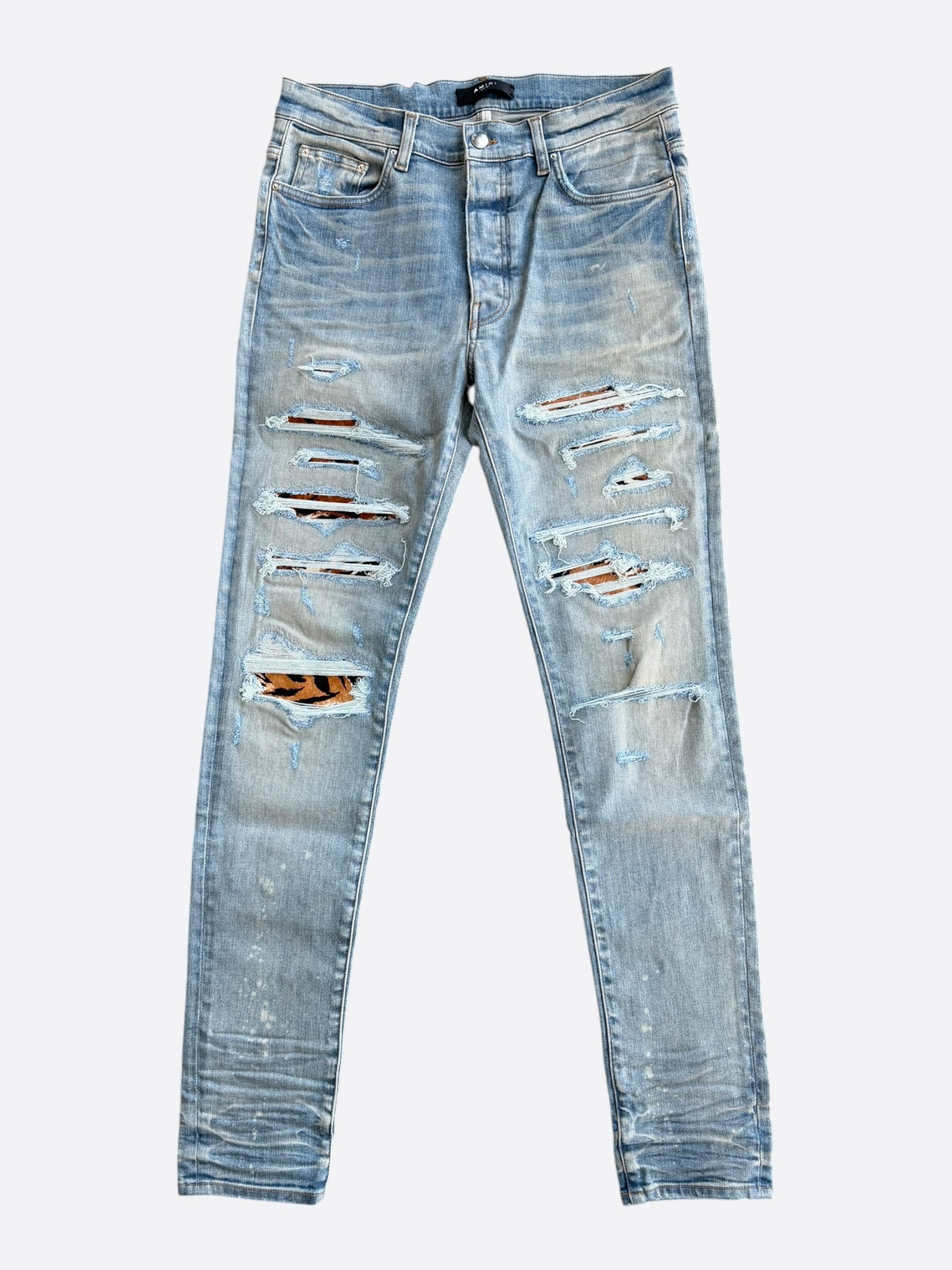 Amiri Amiri Clay Indigo & Tiger Patch Thrasher Jeans Size US 34 / EU 50 - 1 Thumbnail