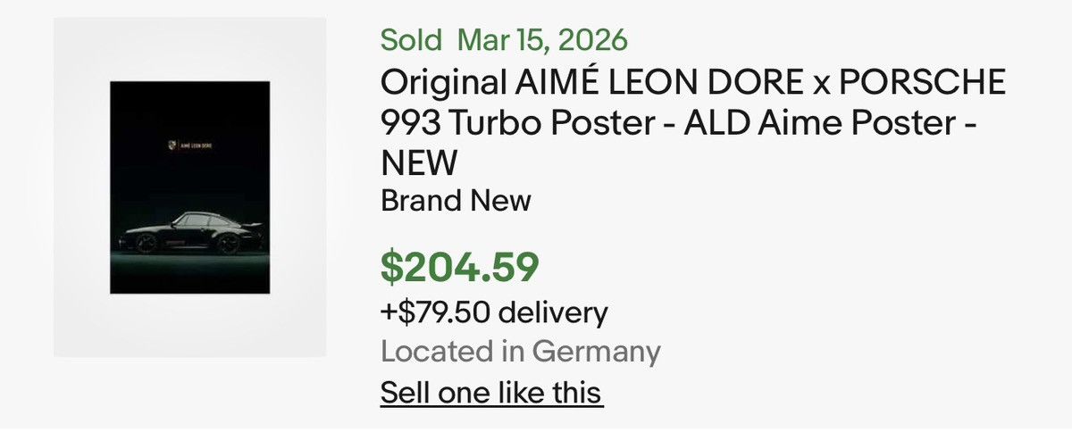 Aime Leon Dore × Porsche Design Aimè Leon Dore Porsche 993 Turbo Poster Size ONE SIZE - 8 Thumbnail