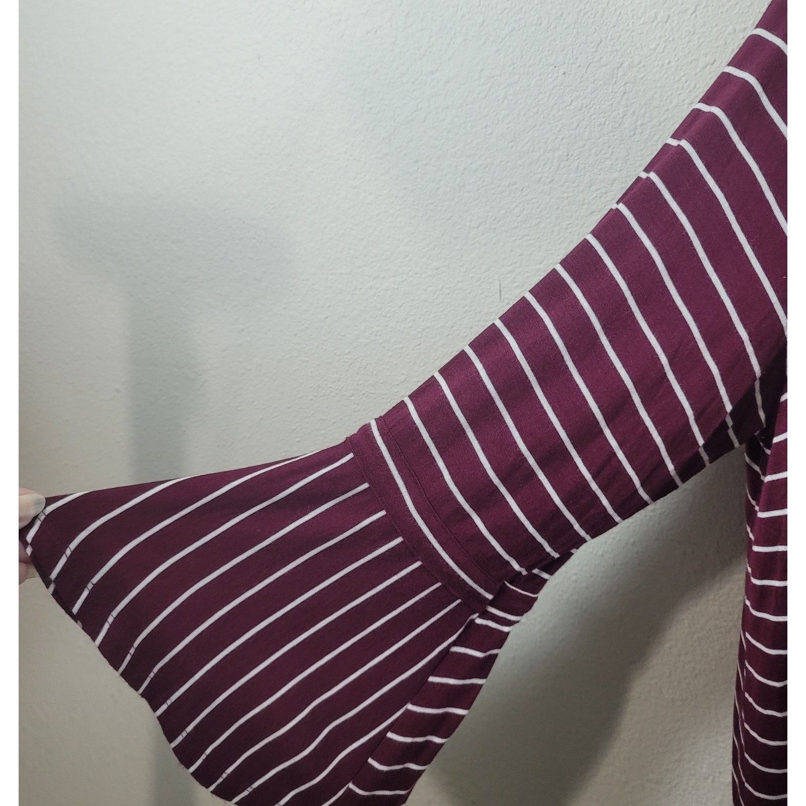 Other Westport Burgundy White Striped Bell Sleeves Top 2X Plus Size XXL / US 16-18 / IT 52-54 - 6 Thumbnail