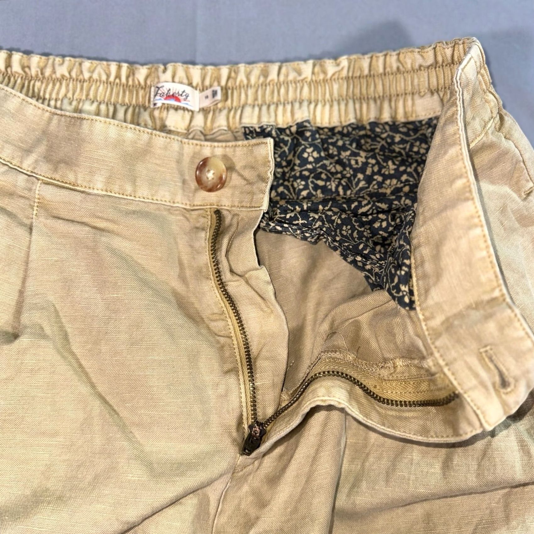 Faherty Faherty Pleated Wide Trouser Pants Women Size 10 Tan Linen Organic Cotton Elasti Size 32" / US 10 / IT 46 - 5 Thumbnail
