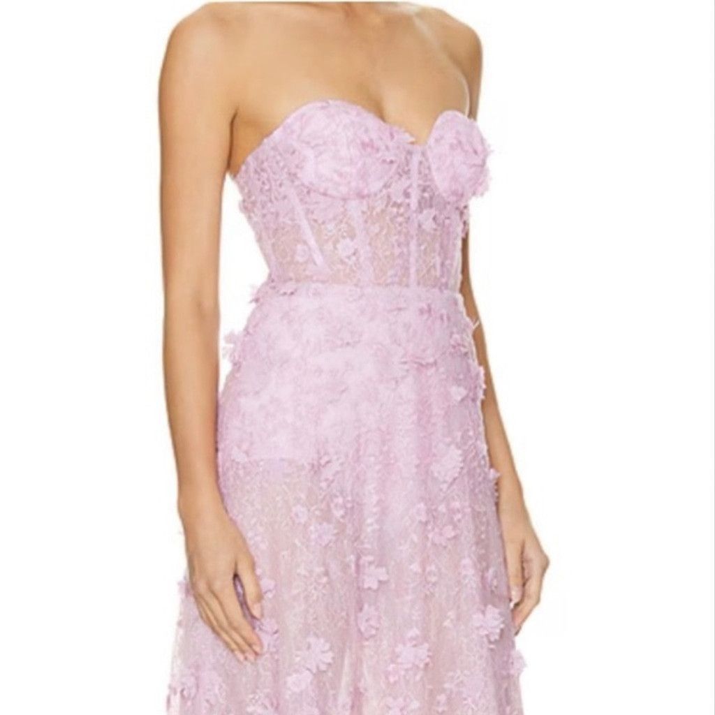 Bcbgmaxazria BCBG Max Azria Corset Gown 3D Floral Lace Sheer Pink Lilac 6 Size M / US 6-8 / IT 42-44 - 5 Thumbnail