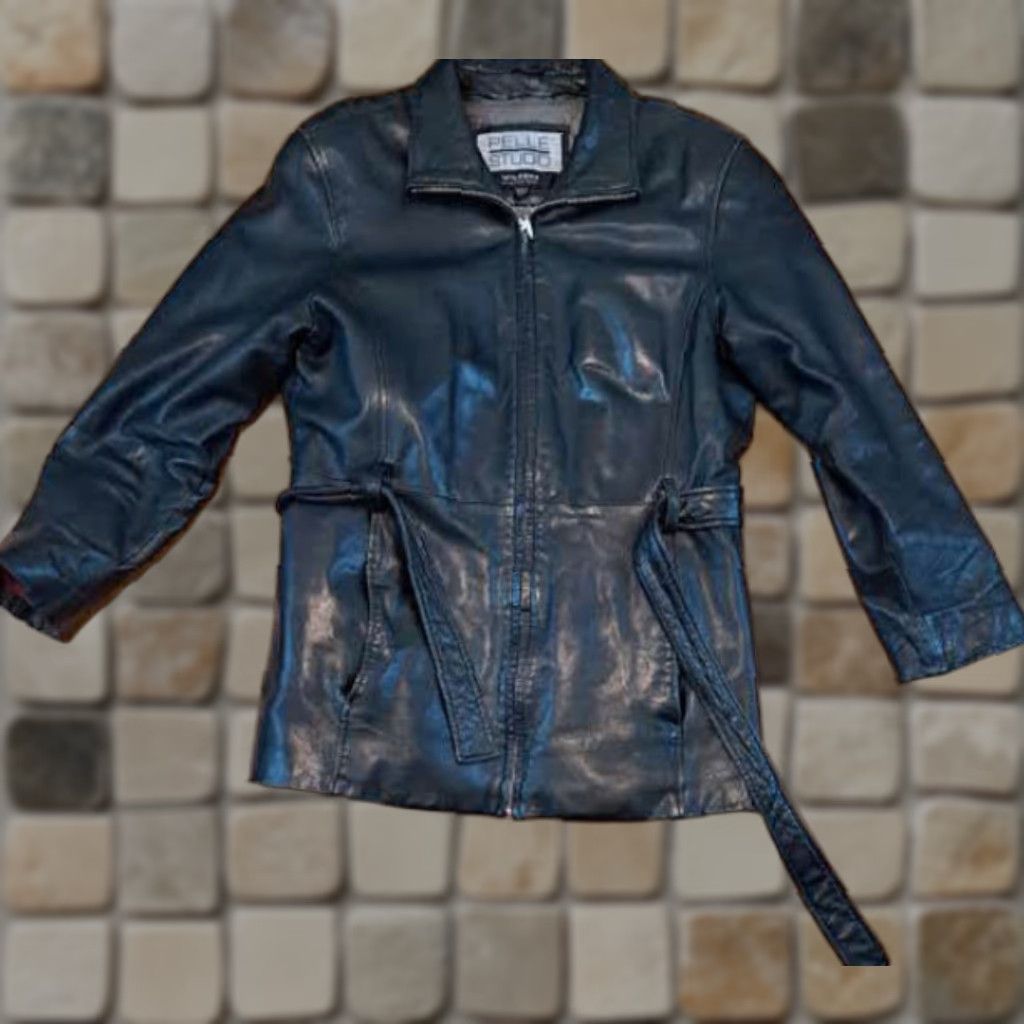 Vintage VINTAGE Pelle Studio Wilson Leather Jacket Belted Jacket Men LG Black Removable Thinsulate Liner Full Zip Front Pocket Size US L / EU 52-54 / 3 - 1 Thumbnail
