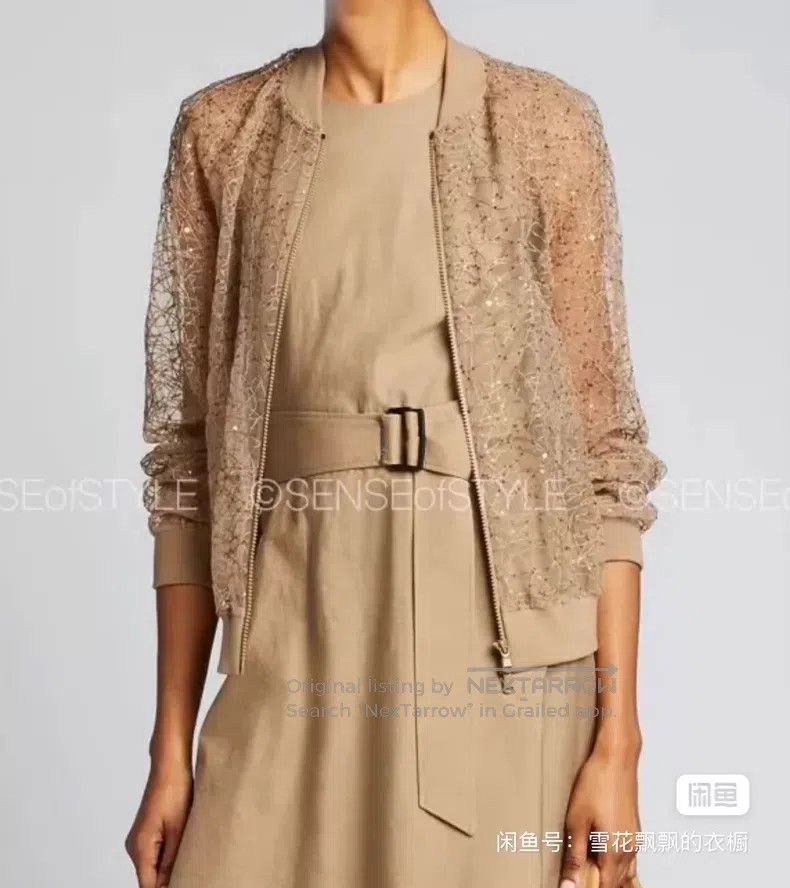 Brunello Cucinelli Brunello Cucinelli Sequined Flight Jacket Size S / US 4 / IT 40 - 2 Thumbnail