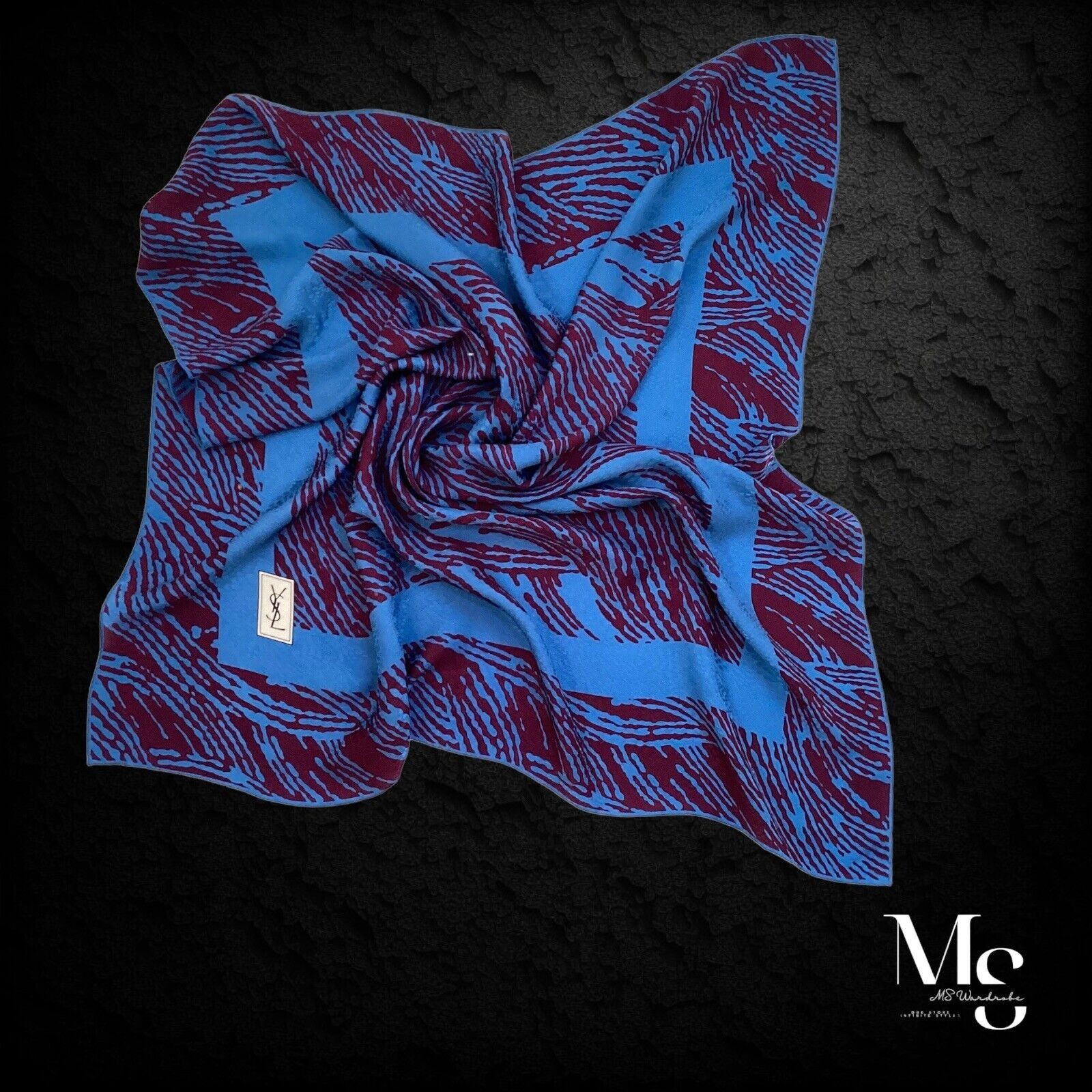 Yves Saint Laurent YVES SAINT LAURENT Purple Art Print Silk Scarf 35" - 34.5" Size ONE SIZE - 4 Thumbnail