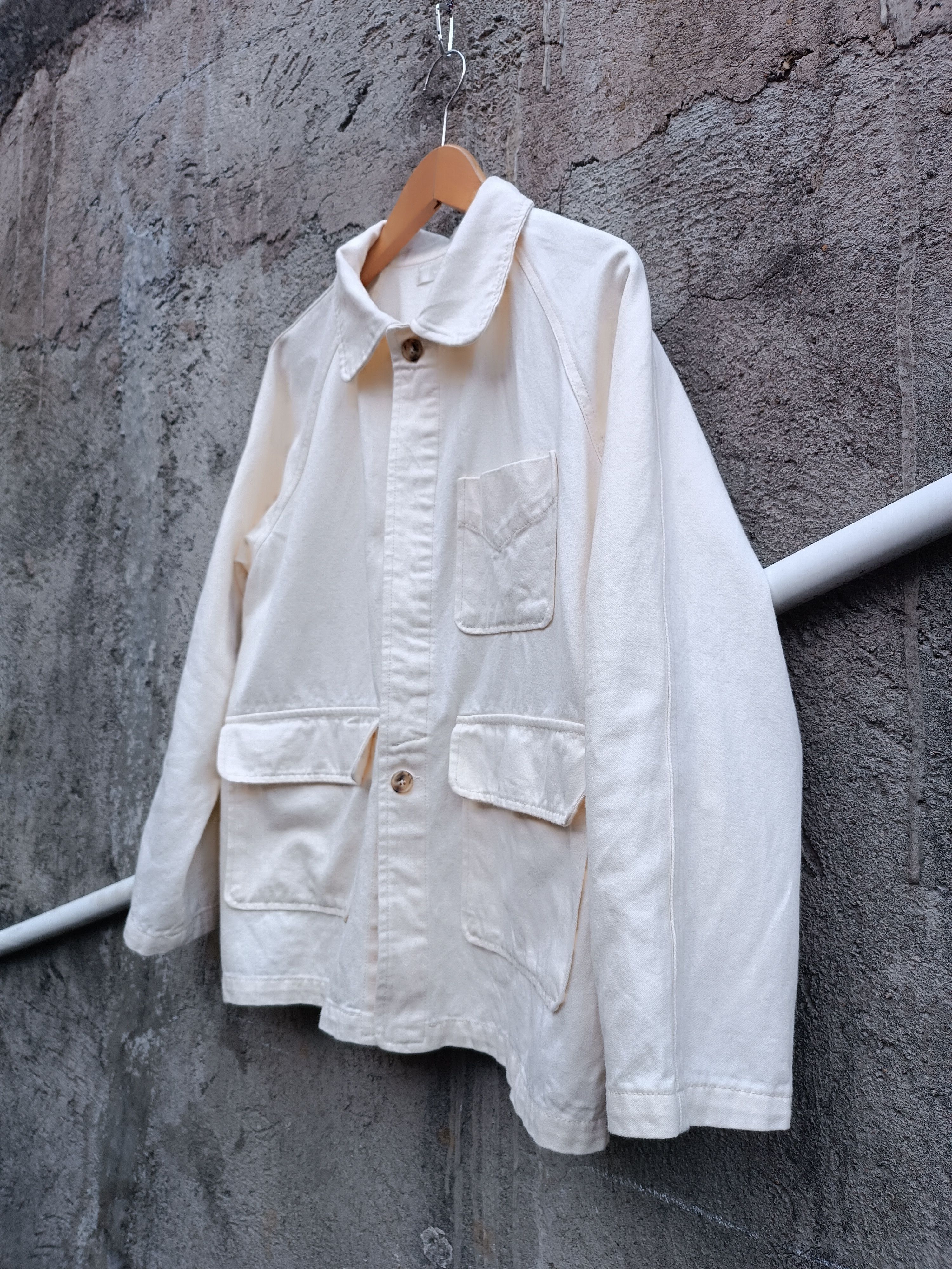 Japanese Brand Vintage Work Jacket White Bone 1 Back Pocket Size US L / EU 52-54 / 3 - 2 Thumbnail