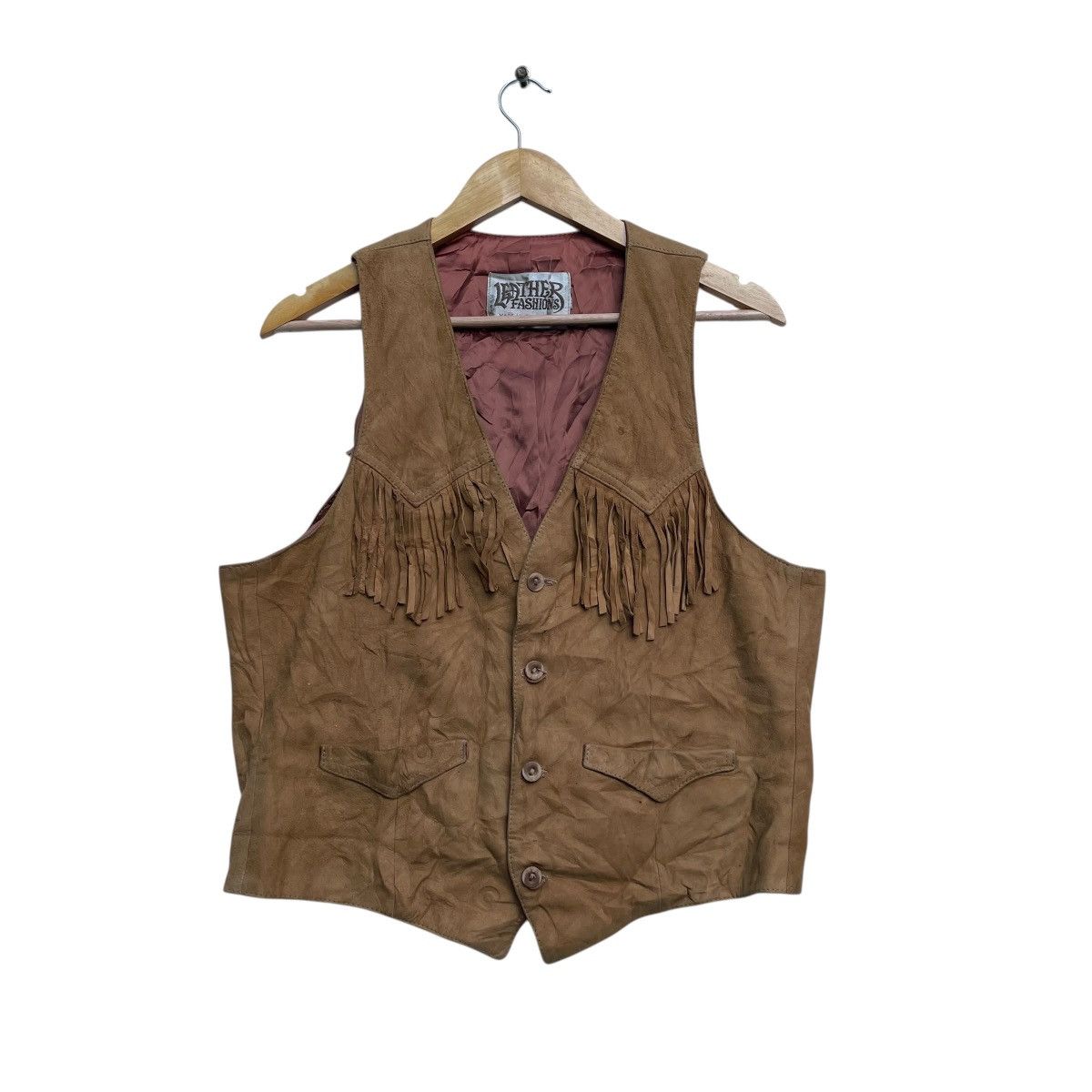 Genuine Leather × Vintage 💥Vintage Harry Pollock Fringe Vest Genuine Leather Size US M / EU 48-50 / 2 - 1 Thumbnail