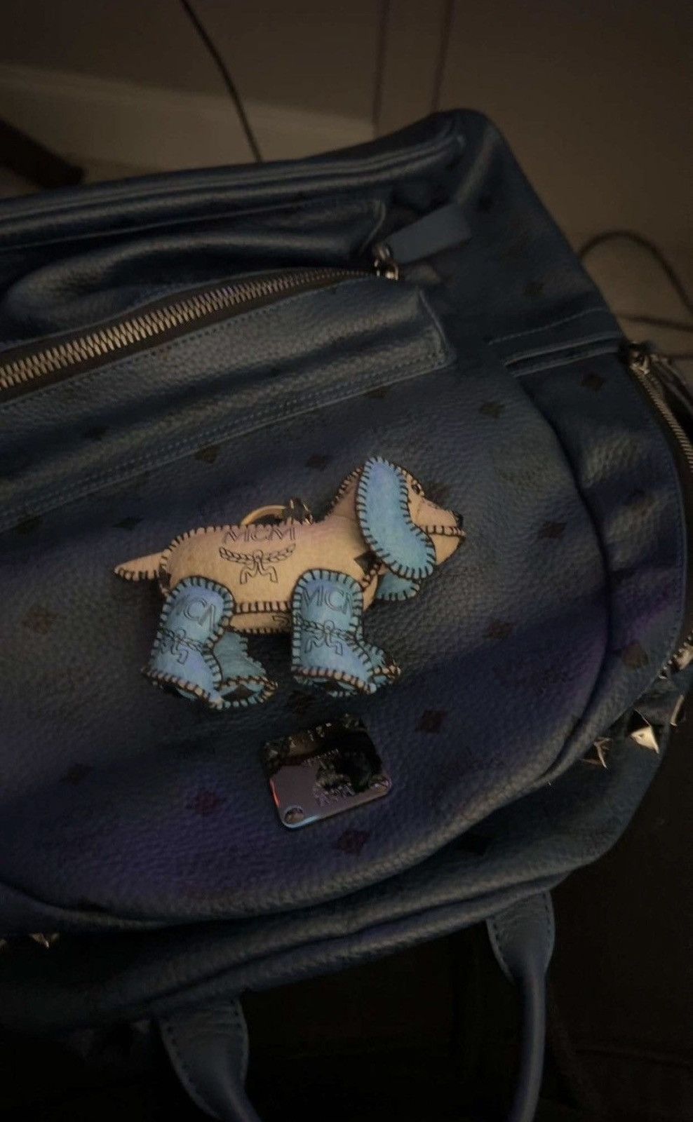 MCM Blue mcm studded full size backpack Size ONE SIZE - 5 Thumbnail