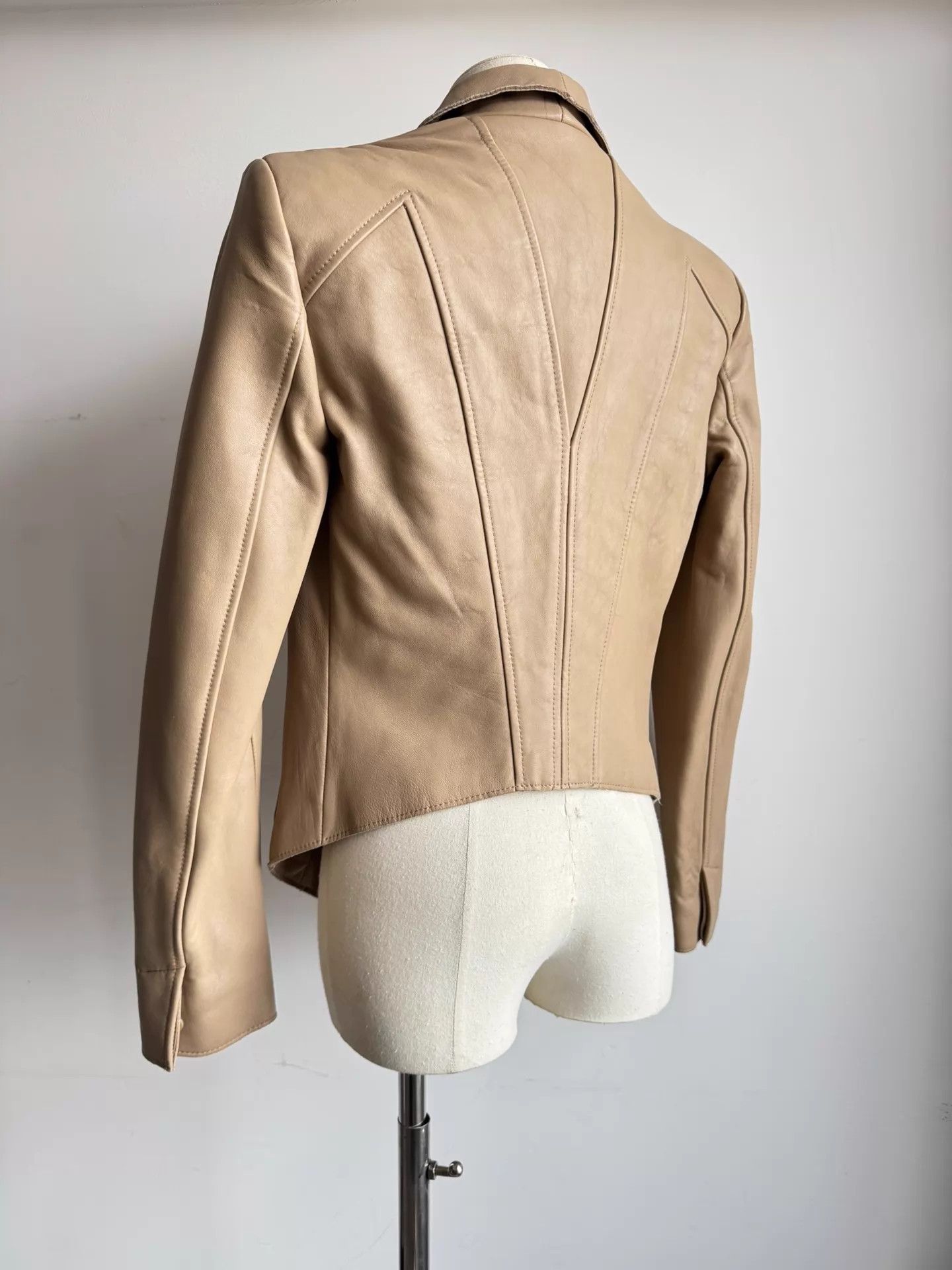 Helmut Lang Helmut Lang 2012AW Asymmetric Leather Jacket Size P Size ONE SIZE - 5 Thumbnail