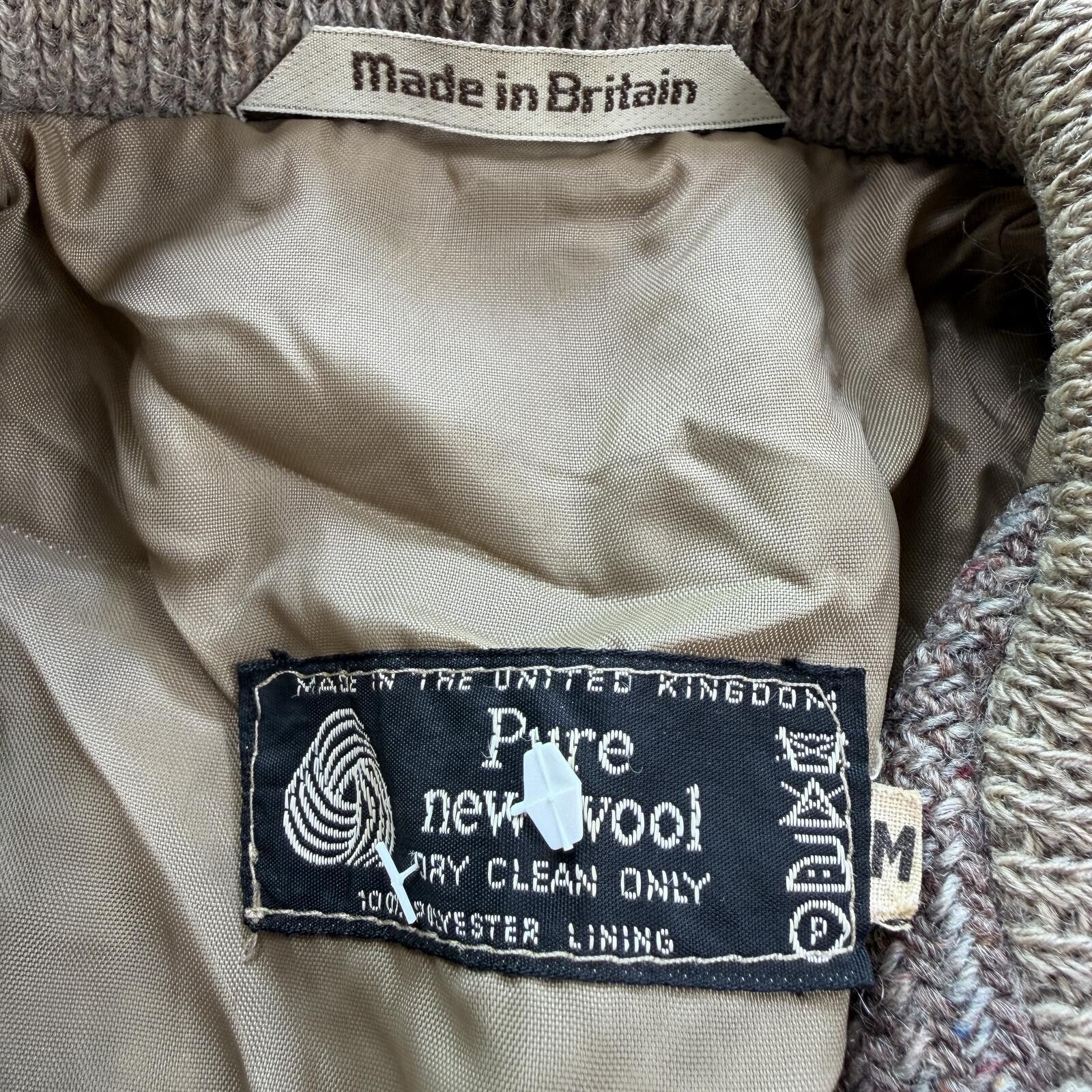 Other Vintage British Pure New Wool Herringbone Bomber Jacket UK M Size US M / EU 48-50 / 2 - 3 Thumbnail