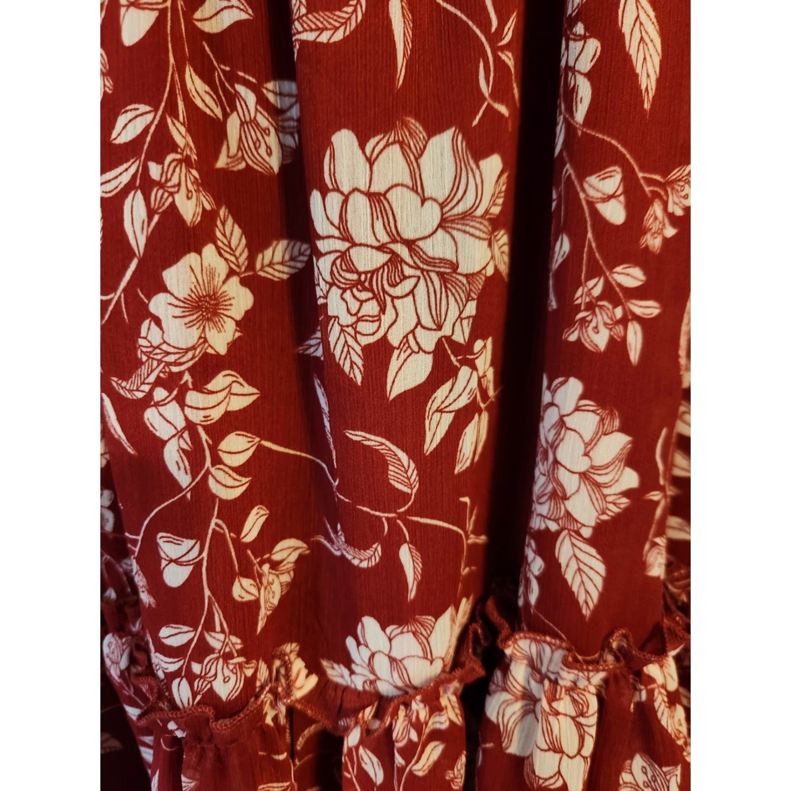 Vintage Trixxi Red Floral Smocked Waist A-Line Mini Dress Hippie Boho Sz M Adult Womens Size 32" / US 10 / IT 46 - 4 Thumbnail