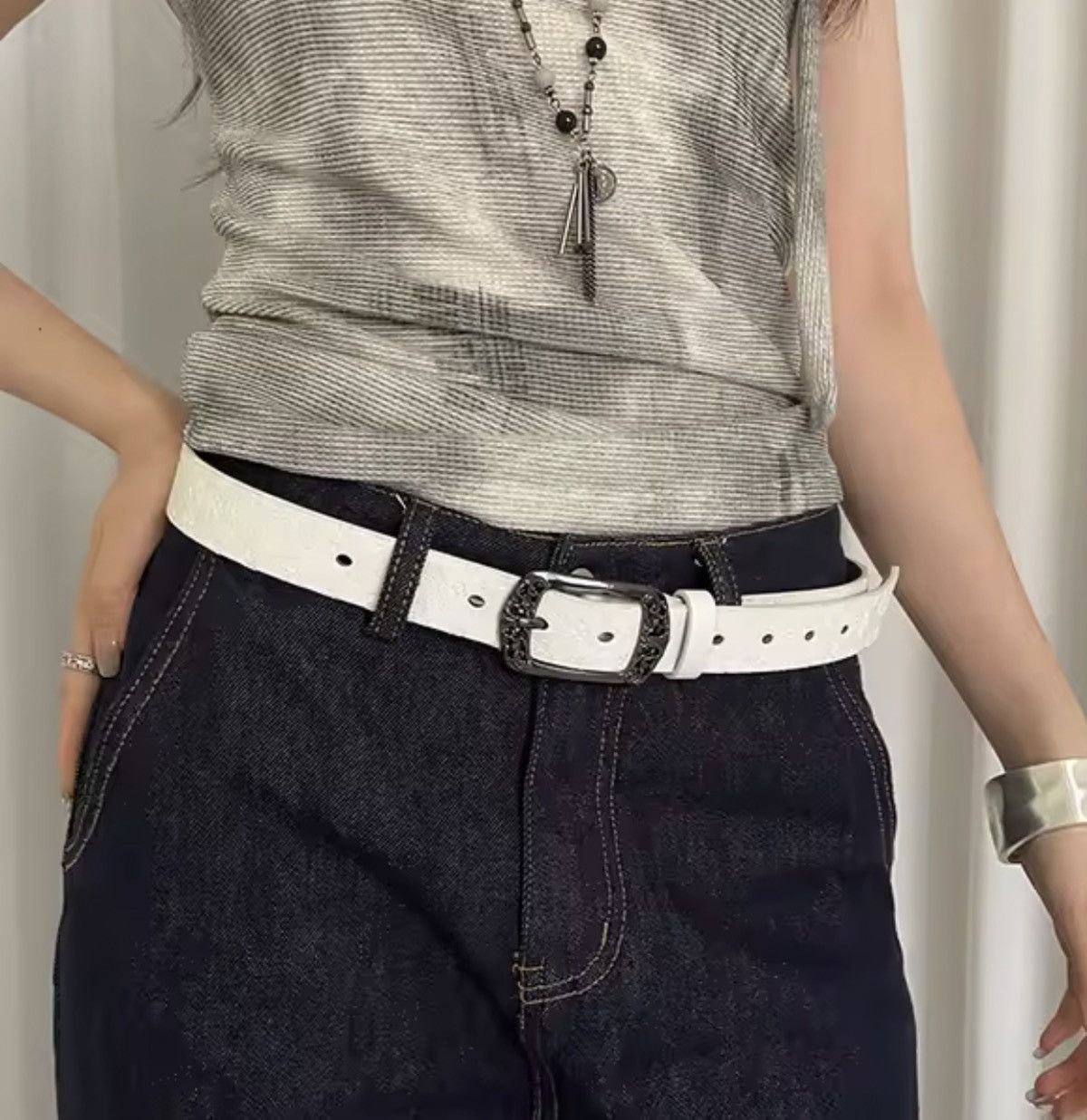 Japanese Brand Stylish PU Leather Belt with Decorative Buckle Size ONE SIZE - 1 Thumbnail