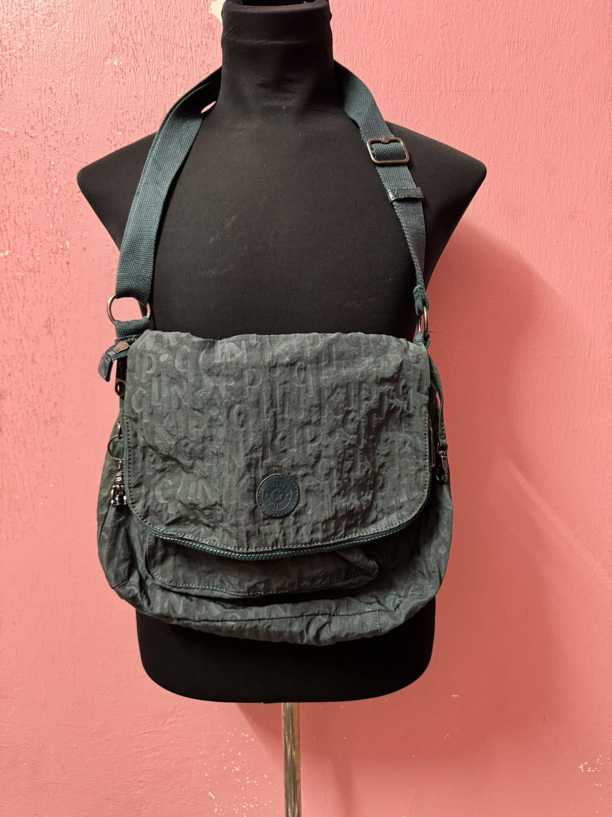 image of Vintage Kipling Monogram Sling Bag in Green, Men's