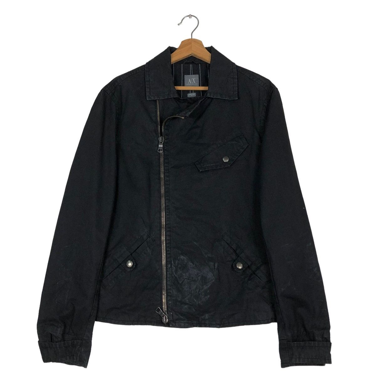 Armani Exchange 🔥CROPPED BIKER JACKET RACER STRIPED DESIGN ARMANI EXCHANGE Size US S / EU 44-46 / 1 - 1 Thumbnail