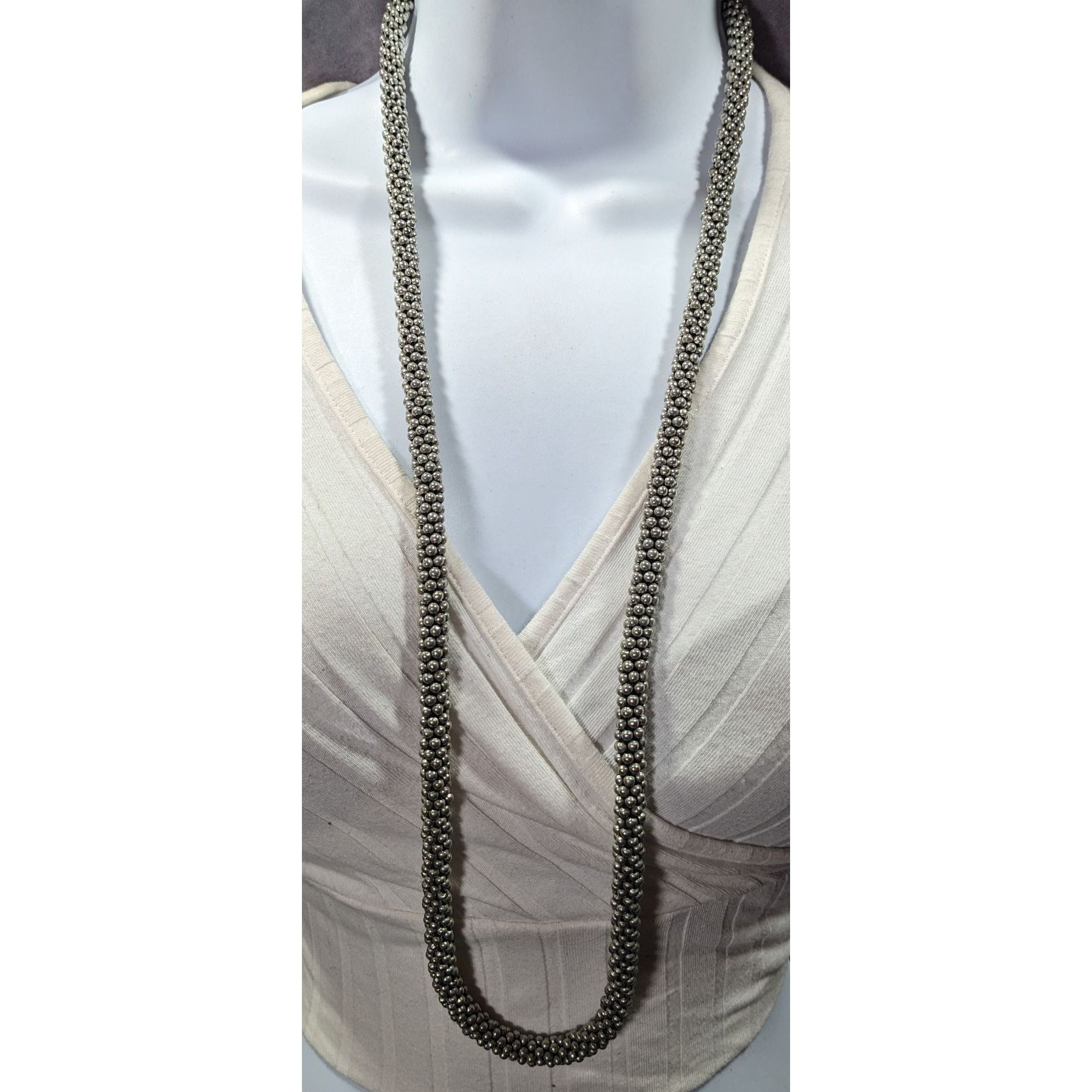 Other Vintage Elegant Silver Tone Beaded Rope Necklace Size ONE SIZE - 5 Thumbnail