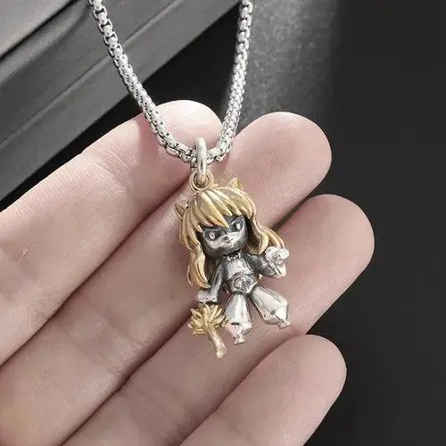 Jewelry × Vintage Cute Yellow-Haired Little Girl Necklace Size ONE SIZE - 1 Thumbnail