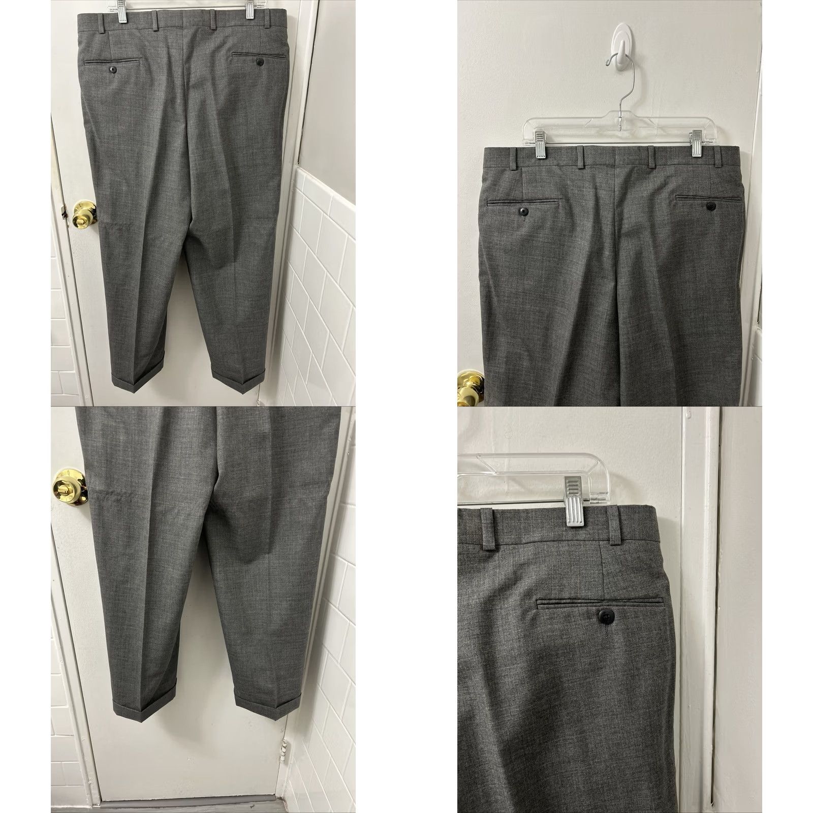 Ralph Lauren Lauren Ralph Lauren Dress Pants Mens 38x30 Gray Pleated Cuffed Wool Slashed Pockets Straight Classic Trousers Size US 38 / EU 54 - 8 Thumbnail