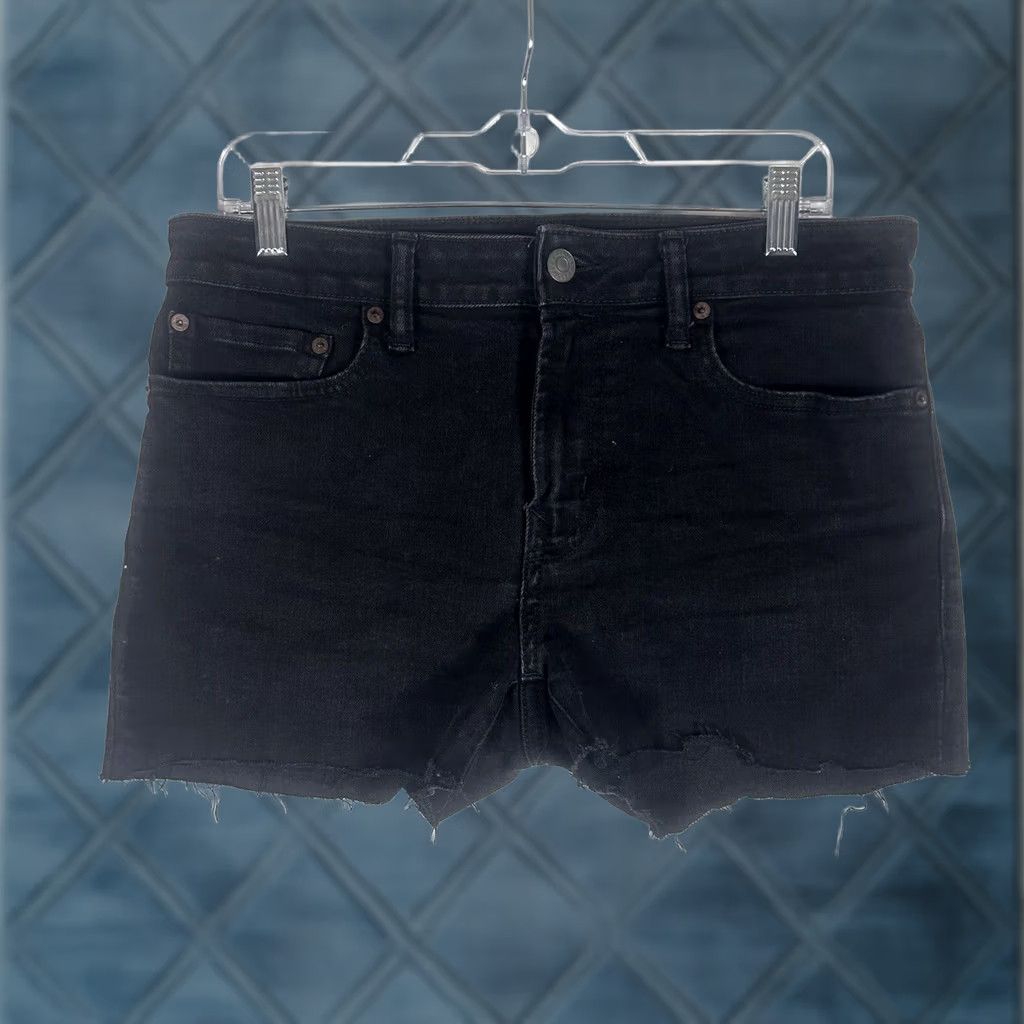 American Eagle Outfitters American Eagle Outfitters Womens Cut-Off Shorts Black 3 Inseam 32 Stretch Denim Slim/ Skinny Fit - Casual Beach Holiday Summer Size 24" / US 00 / IT 34 - 1 Thumbnail