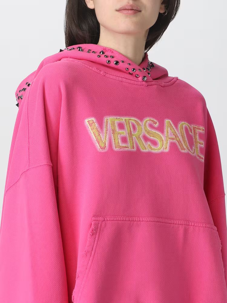 Versace o1y0226 Logo Hoodie in Fuchsia Size S / US 4 / IT 40 - 5 Thumbnail