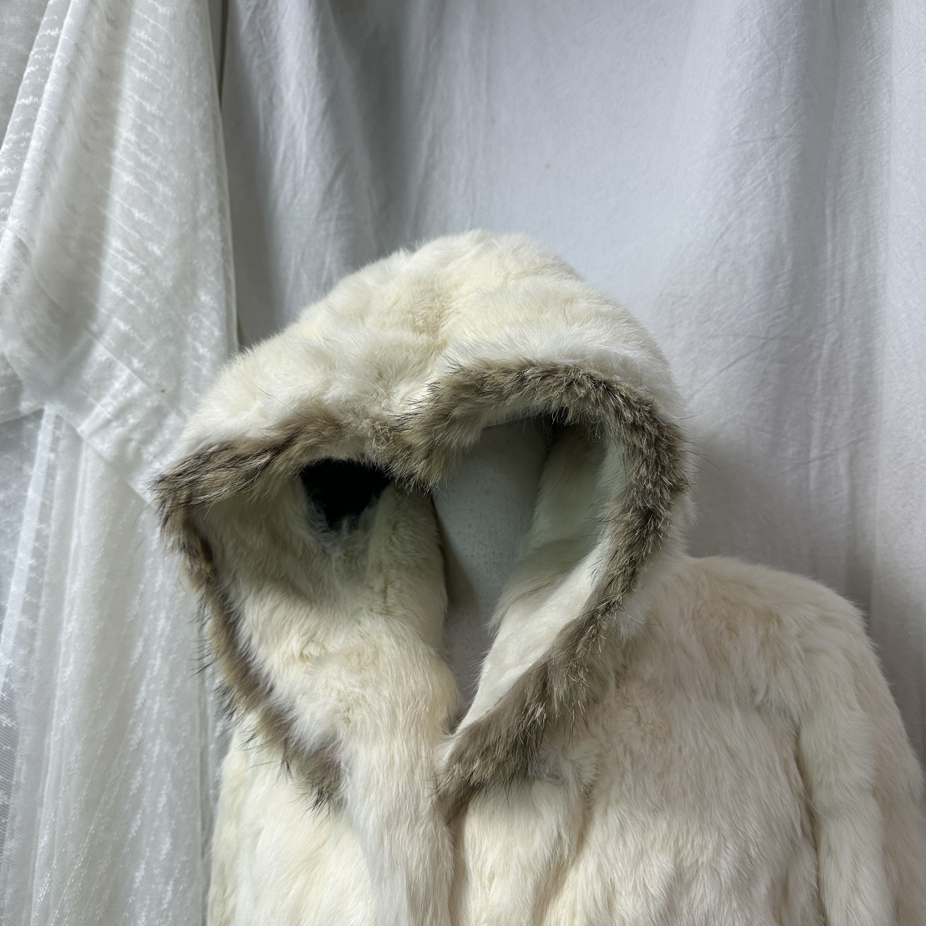 Vintage Vintage Old Money Hooded Real Rabbit Fur 90s Size S / US 4 / IT 40 - 3 Thumbnail