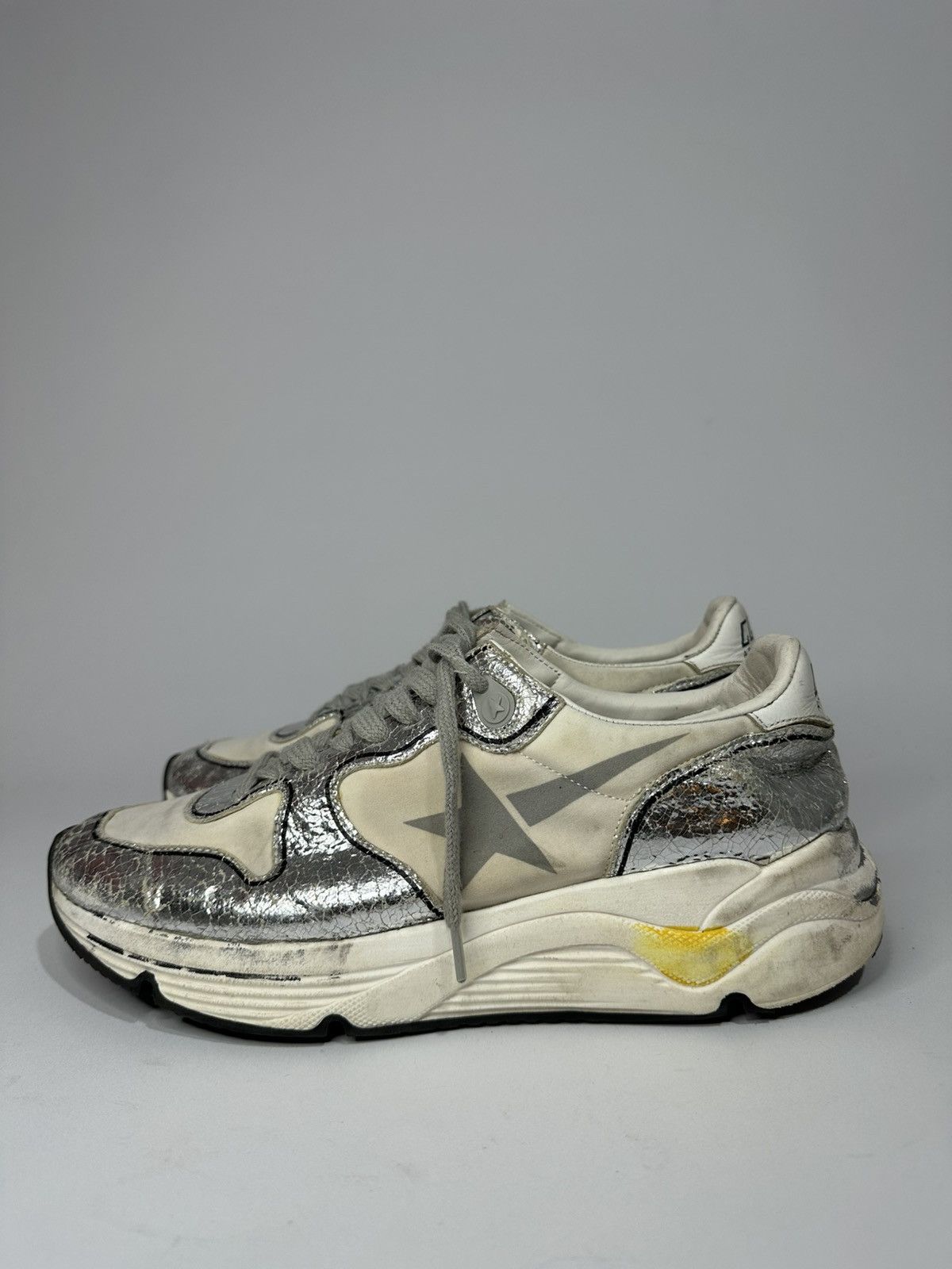 Golden Goose Golden Goose White & Silver Running Sole Women’s Sneakers. Size US 5.5 / EU 38 - 2 Thumbnail