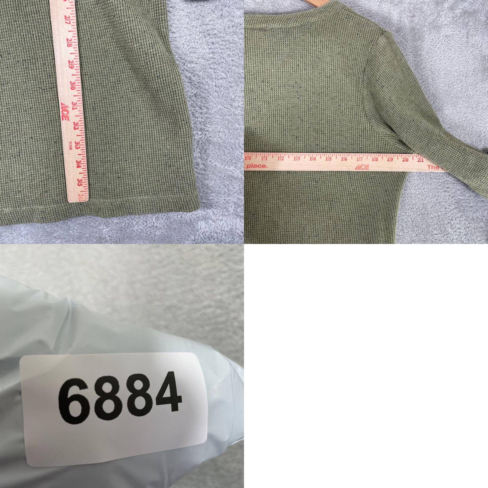 J. Jill J Jill Dress Womens M Green Waffle Knit Thermal Long Sleeve Pockets Mini Size M / US 6-8 / IT 42-44 - 8 Thumbnail