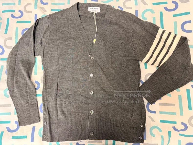 Thom Browne Thom Browne Classic Grey Wool Cardigan Size US XL / EU 56 / 4 - 1 Thumbnail