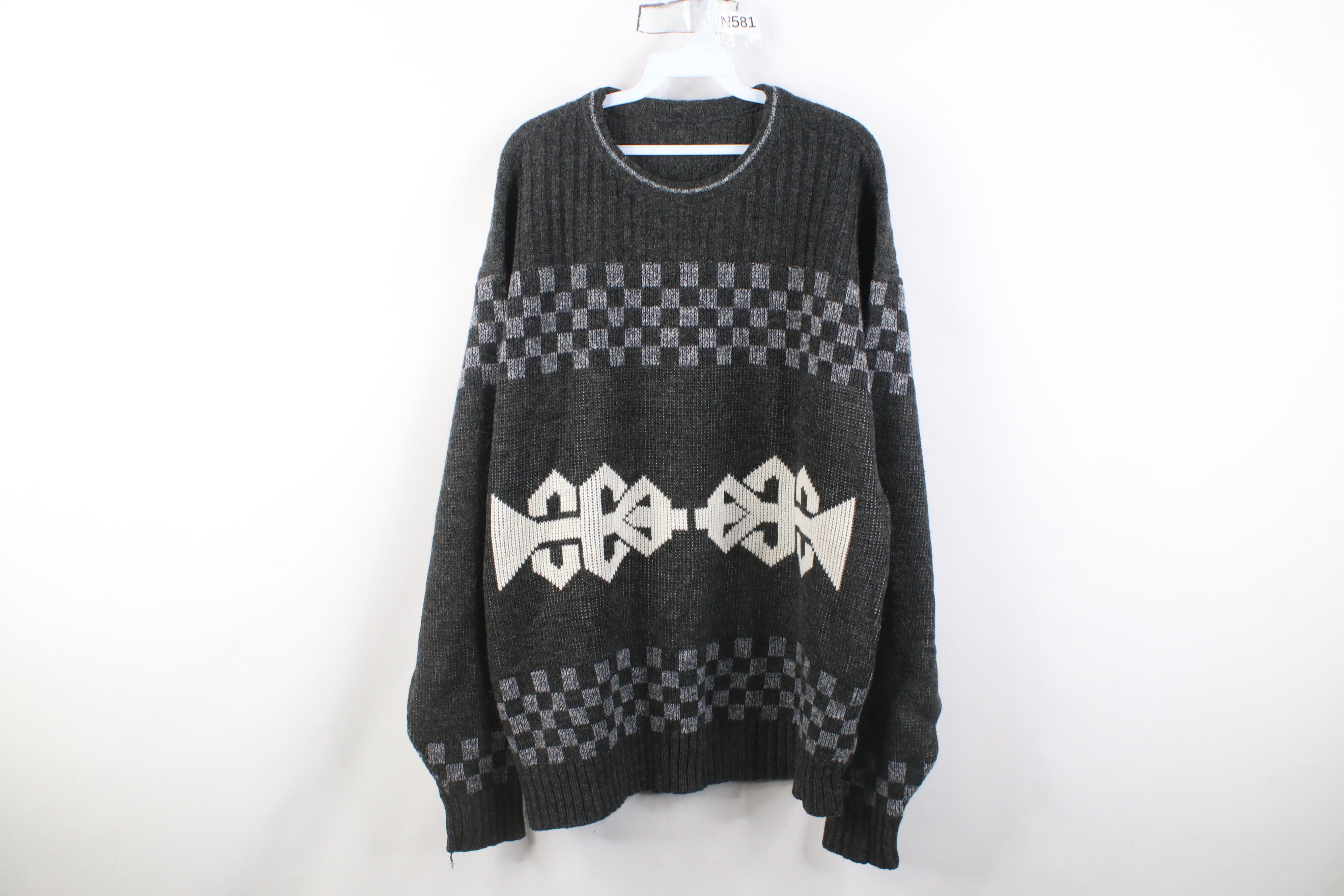 Vintage Vintage 90s Streetwear Ribbed Knit Crewneck Sweater Size US XXL / EU 58 / 5 - 1 Thumbnail