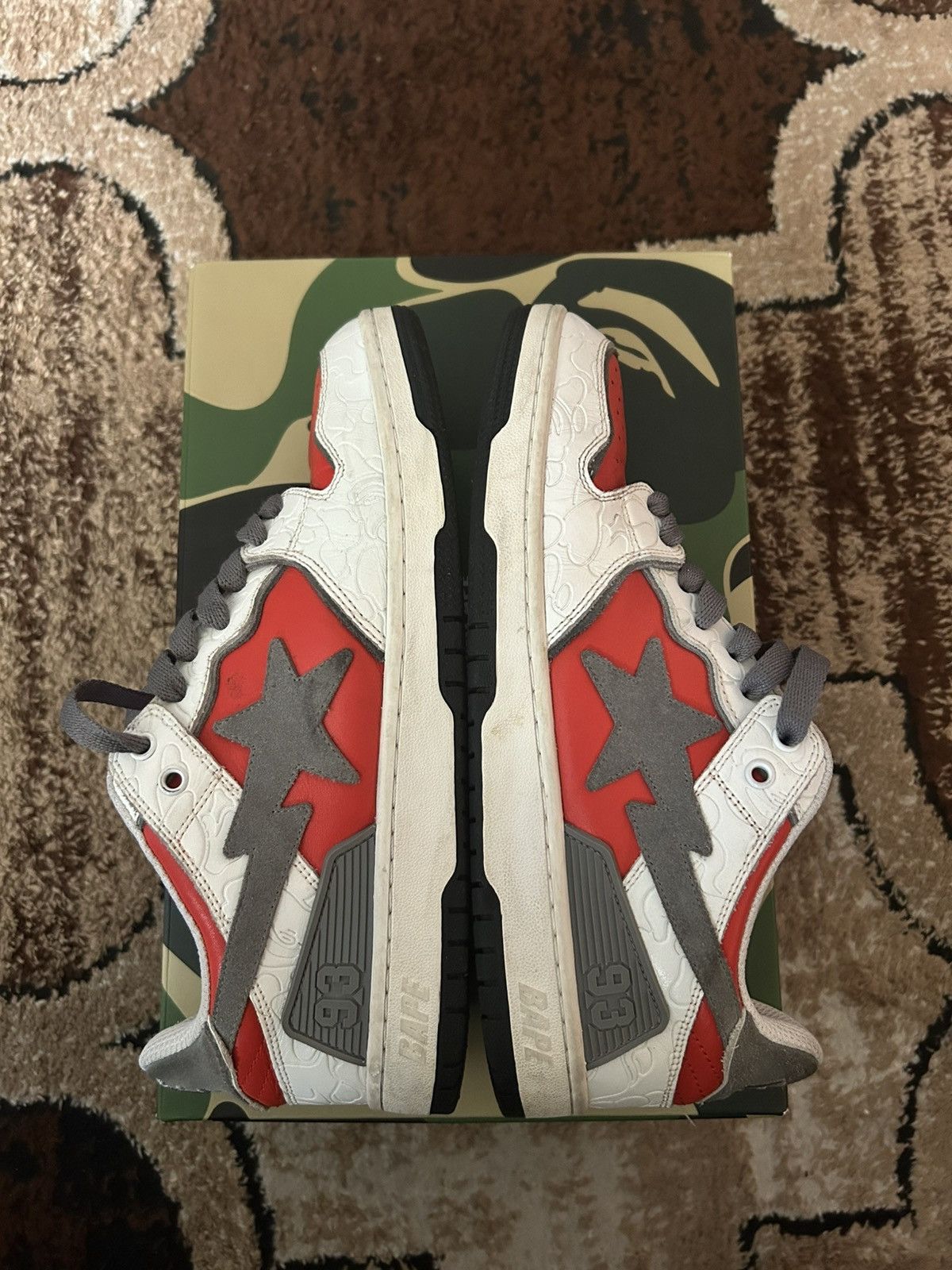 Bape White and red bapesta sneakers Size US 9 / EU 42 - 3 Thumbnail