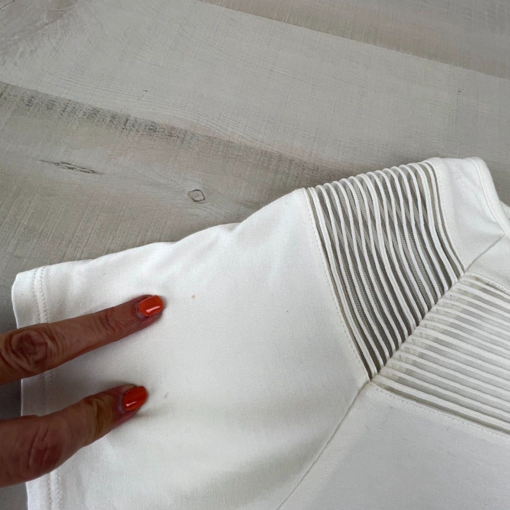 Vintage Nue Options Womens White Short Sleeve Mesh Top Blouse Large Size L / US 10 / IT 46 - 6 Thumbnail