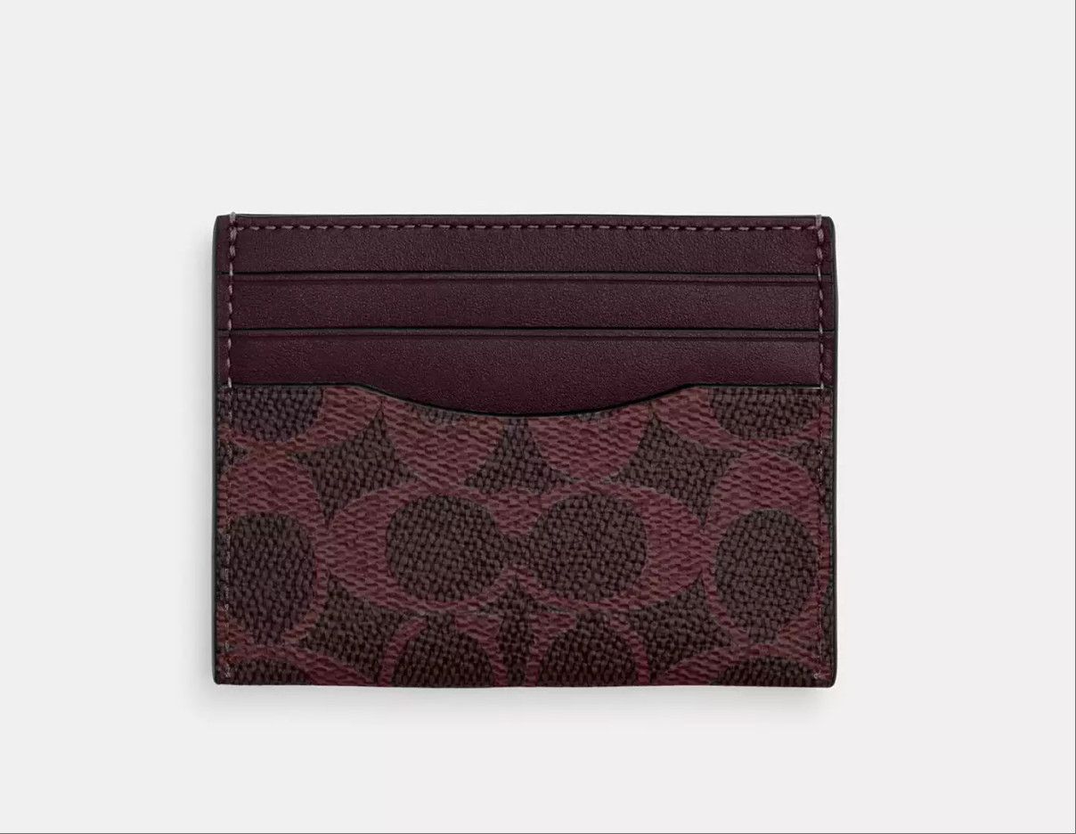 Coach Slim Id Card Case In Signature Canvas CW366 Black Currant Size ONE SIZE - 4 Thumbnail