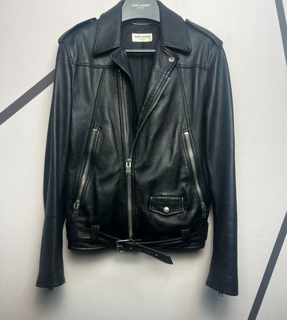 Saint Laurent Paris × Yves Saint Laurent Saint Laurent SLP Authentic 16 Motorcycle Leather Jacket Size US M / EU 48-50 / 2 - 3 Thumbnail