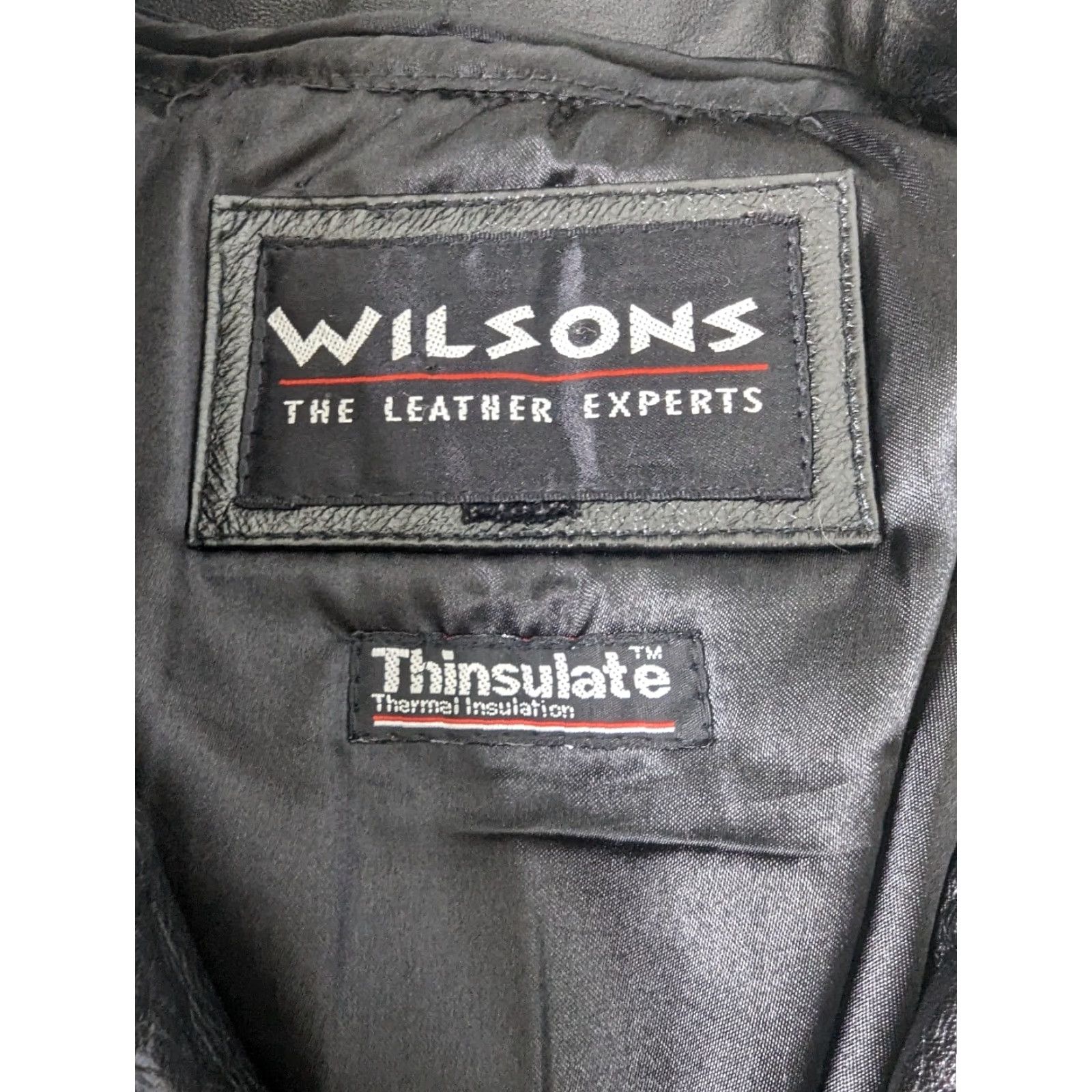 Vintage Vtg Wilsons Leather Coat Mens Large Black Thinsulate Jacket Bomber Motorcycle Jacket Long Size US L / EU 52-54 / 3 - 3 Thumbnail
