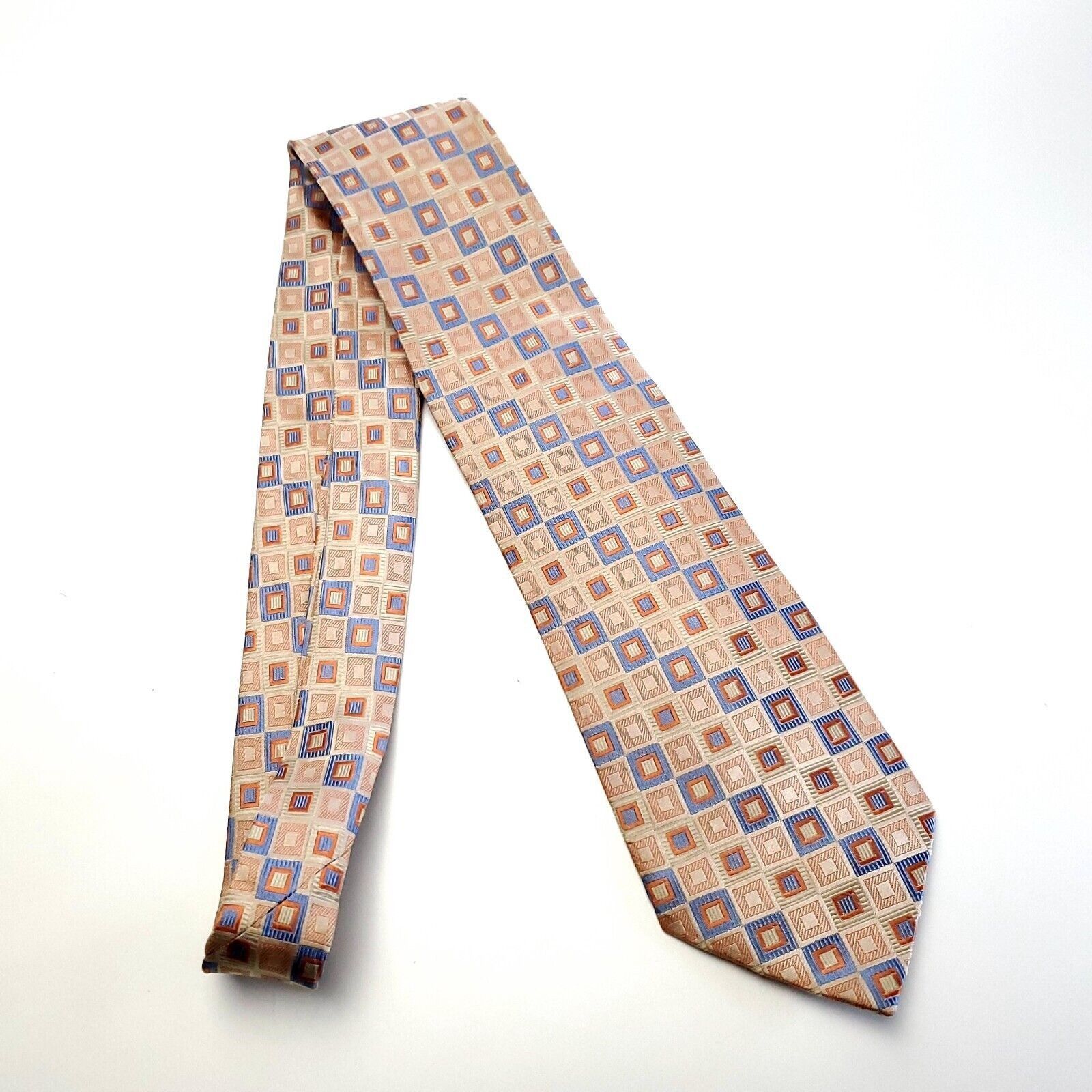 Croft & Barrow Croft & Barrow Orange Blue Geometric Woven Long Silk Tie Size ONE SIZE - 6 Thumbnail